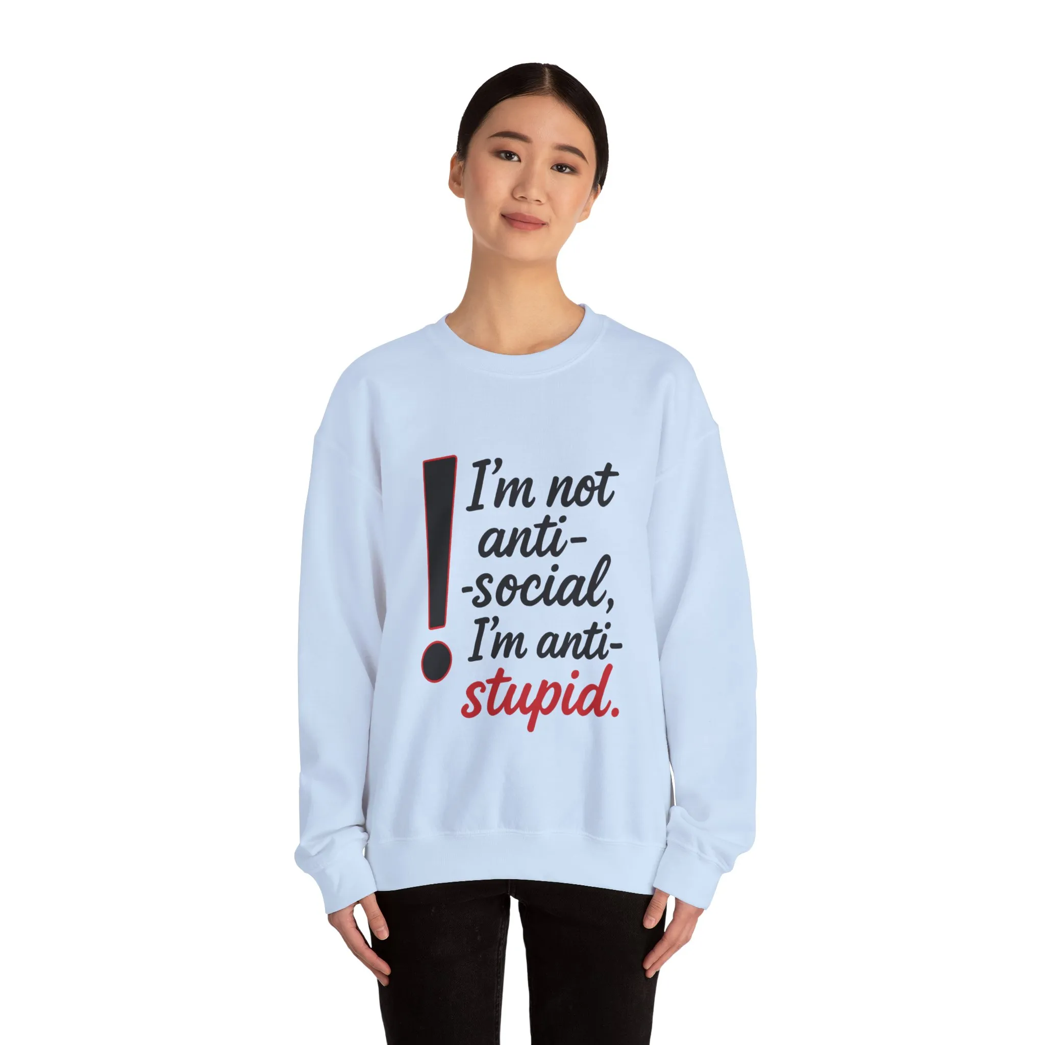 Anti-Stupid Sweatshirt, Funny Unisex Crewneck, Snarky Anti-Social Unisex Crewneck, Gift for Friends, Perfect for Everyday Wear - Image 35
