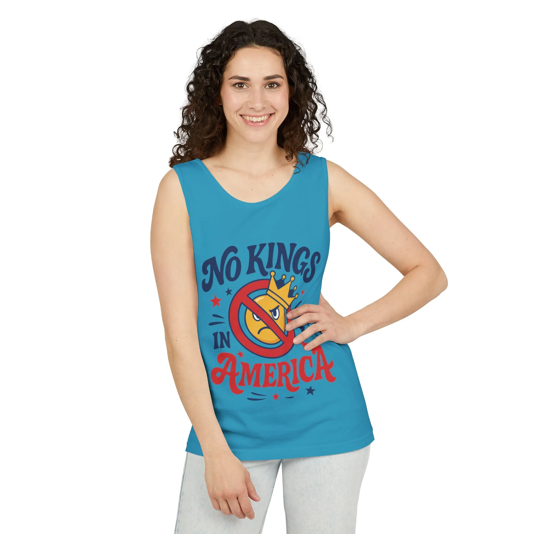 No Kings in America Tank Top - Funny Patriotic Anti Monarchy Sleeveless Shirt - USA Freedom Top, Unisex Summer Apparel, USA Independence Day - Image 14