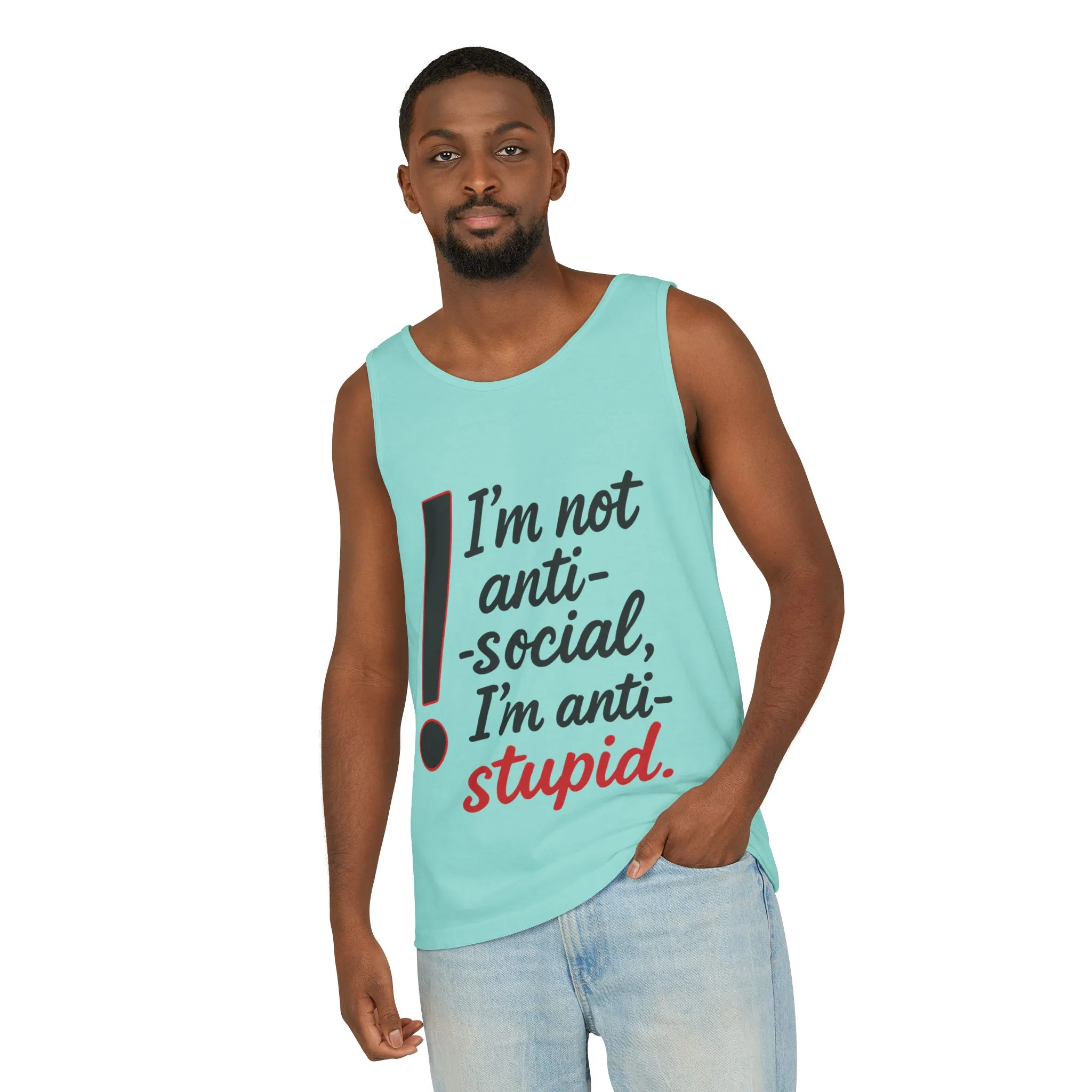 Snarky Anti-Social Mens Tank Top, Funny Summer Apparel, Mens Gift, Beachwear, Humorous Mens Tee, Graphic Tee for Introverts & Thinkers - Image 12
