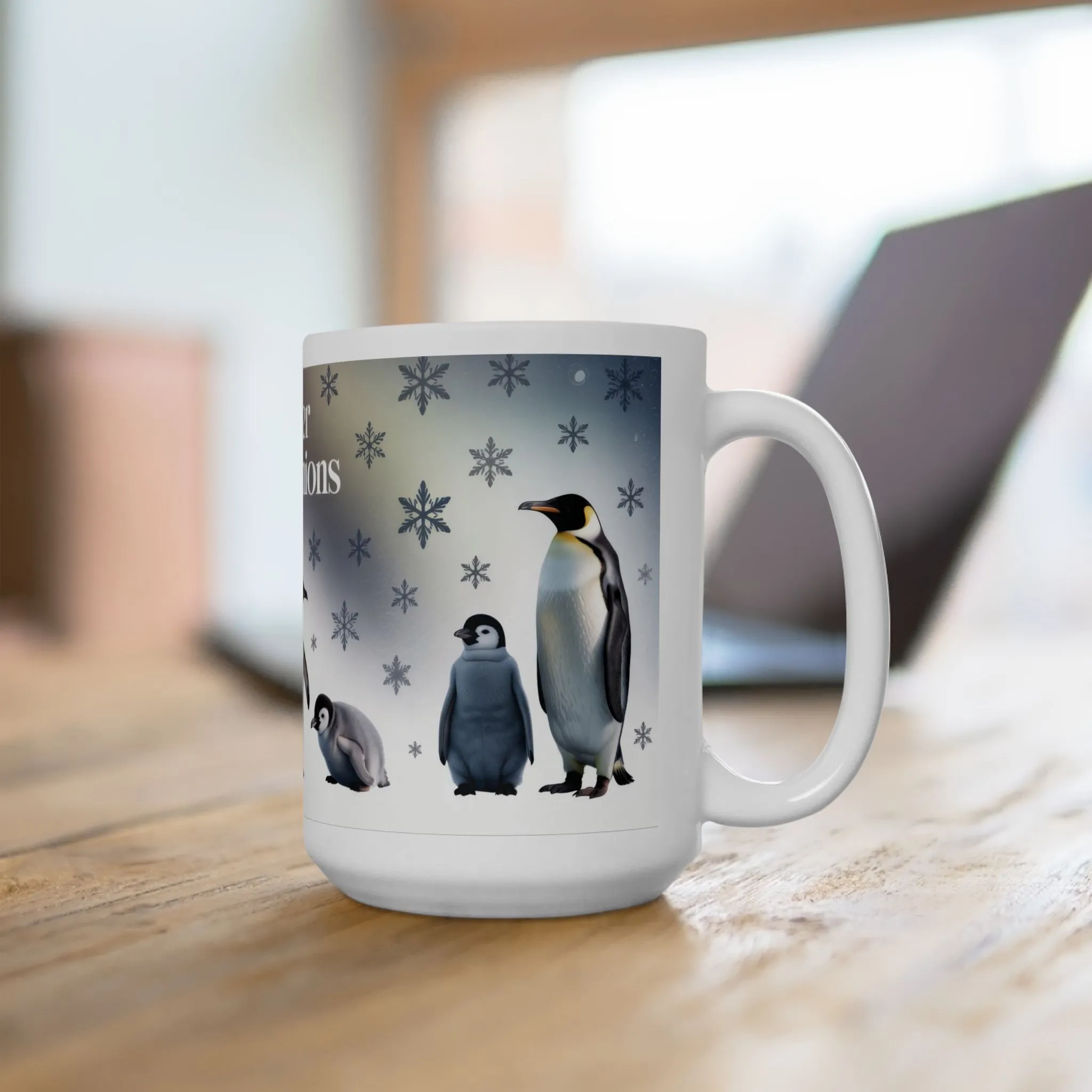 Cozy Penguin Winter Mug 15oz, Holiday Gift for Animal Lovers, Winter Decor, Hot Cocoa, Coffee Lover's Present, Penguin Enthusiast - Image 5