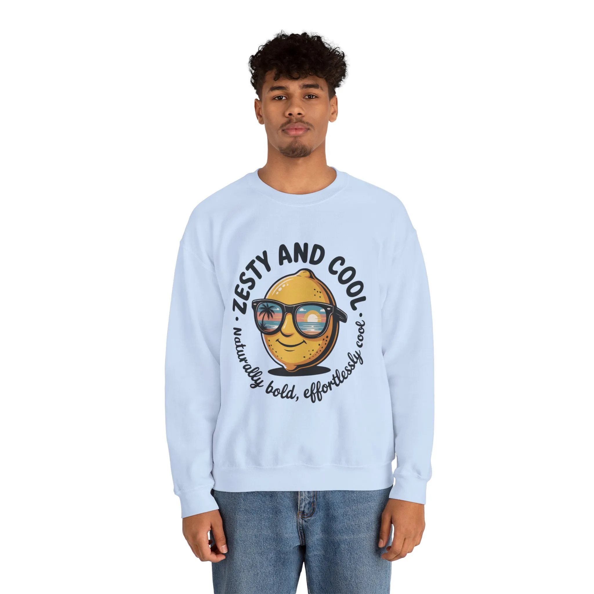 Zesty Lemon Mens Crewneck Sweatshirt - Fun Gift for Friends, Cool Casual Style, Summer Vibes, Mens Graphic Apparel, Perfect for Relaxing - Image 32