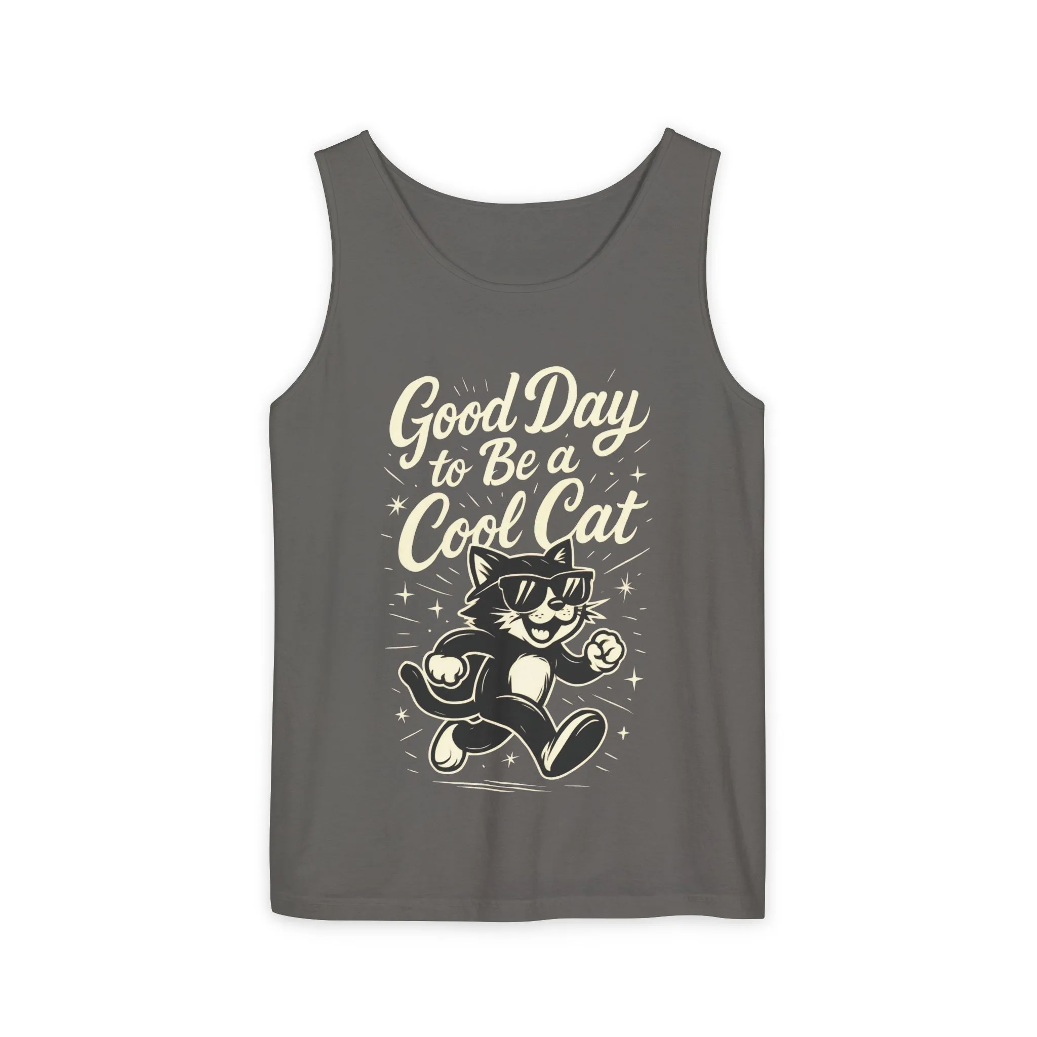 Cool Cat Womens Tank Top - Good Day to Be a Cool Cat Retro Kitty Sleeveless Shirt - Funny Summer Top, Gift for Cat Lovers - Image 3