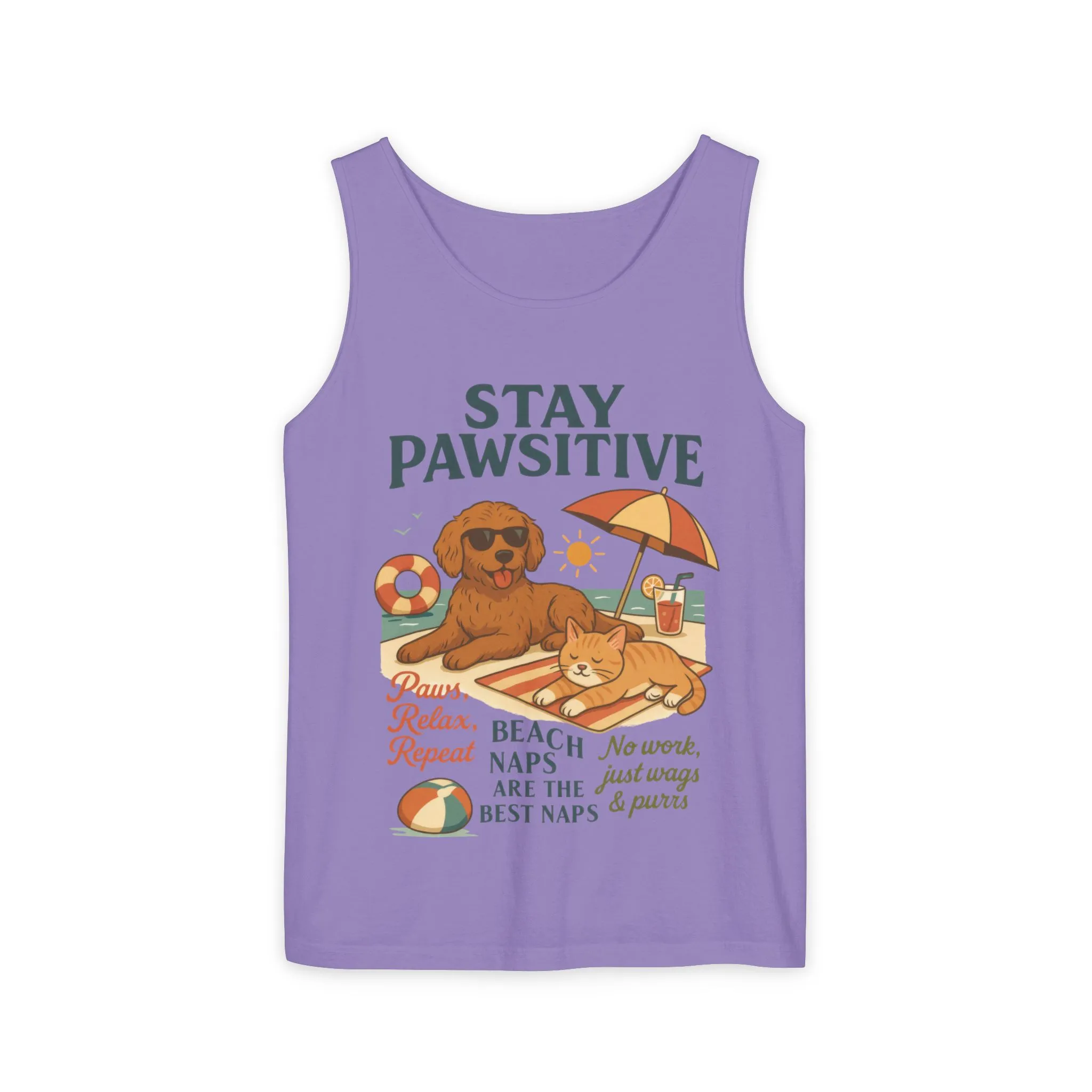 Stay Pawsitive Womens Tank, Cute Dog & Cat Beach Tee, Summer Pet Lover Tee, Animal Graphic Heavy Cotton Tee, Fun Pet Lovers Gift, Summer Top - Image 17