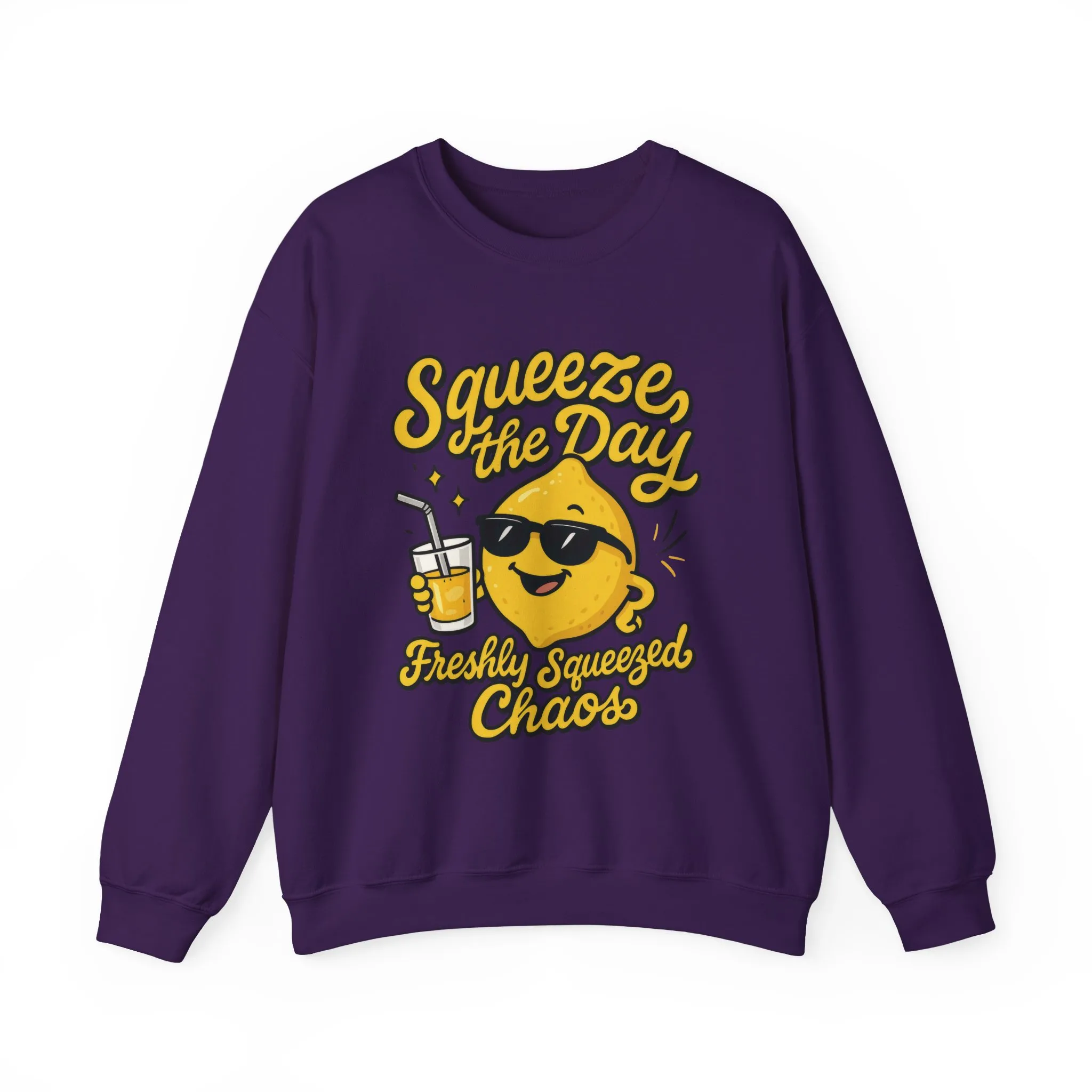 Funny Lemon Womens Sweatshirt - Squeeze The Day Freshly Squeezed Chaos Cozy Pullover - Citrus Positive Crewneck Sweatshirt, Cheerful Fashion - Image 2