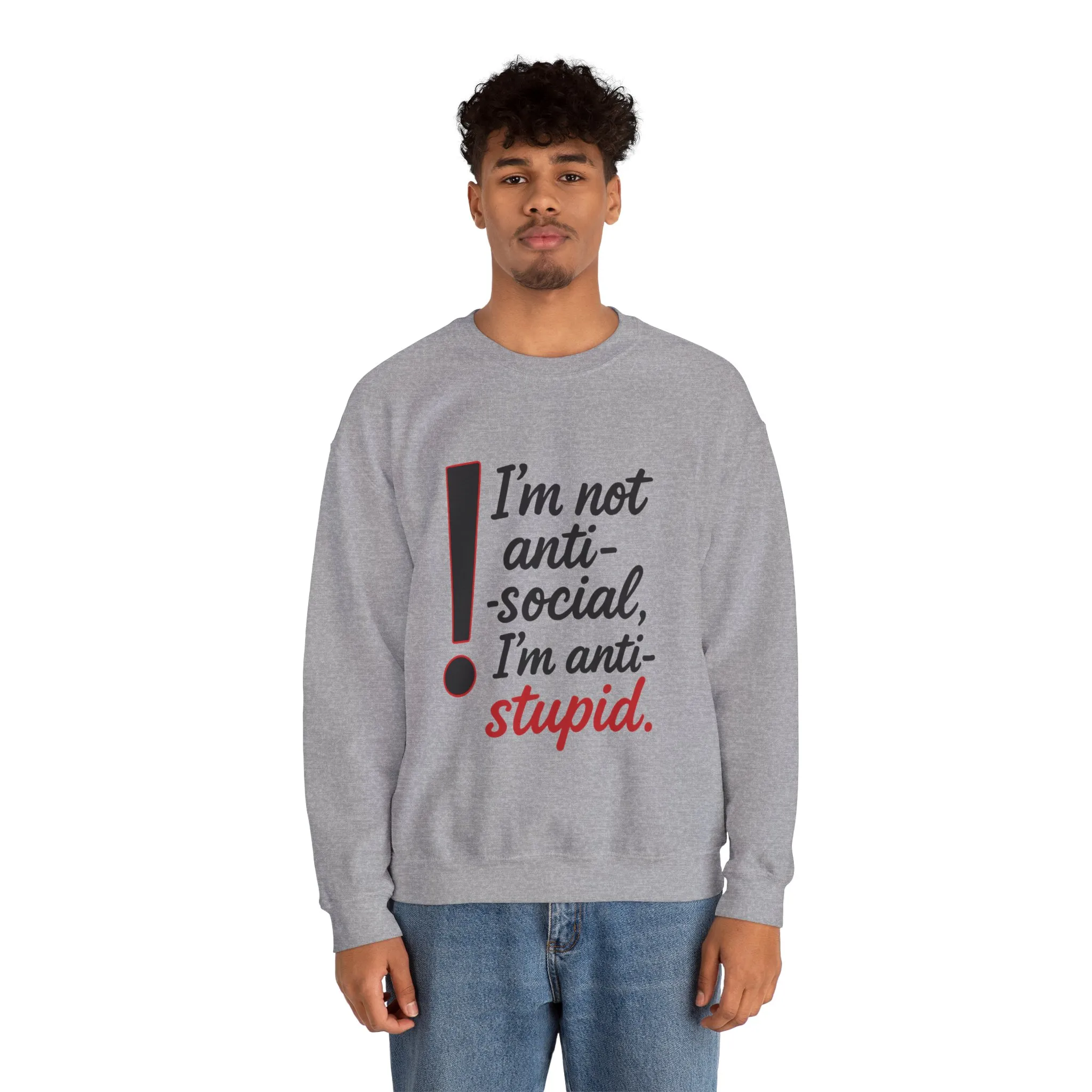 Anti-Stupid Sweatshirt, Funny Unisex Crewneck, Snarky Anti-Social Unisex Crewneck, Gift for Friends, Perfect for Everyday Wear - Image 9