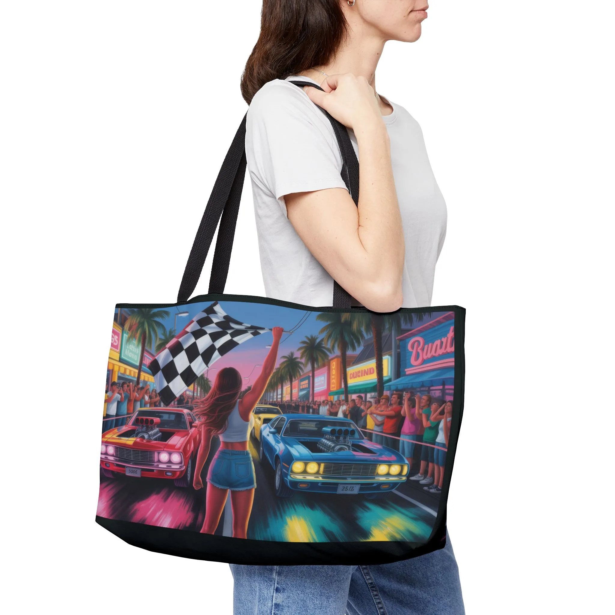 Vintage Race Night Weekender Tote Bag, Travel Bag, Beach Bag, Shopping Tote, Gift for Car Lovers - Image 5