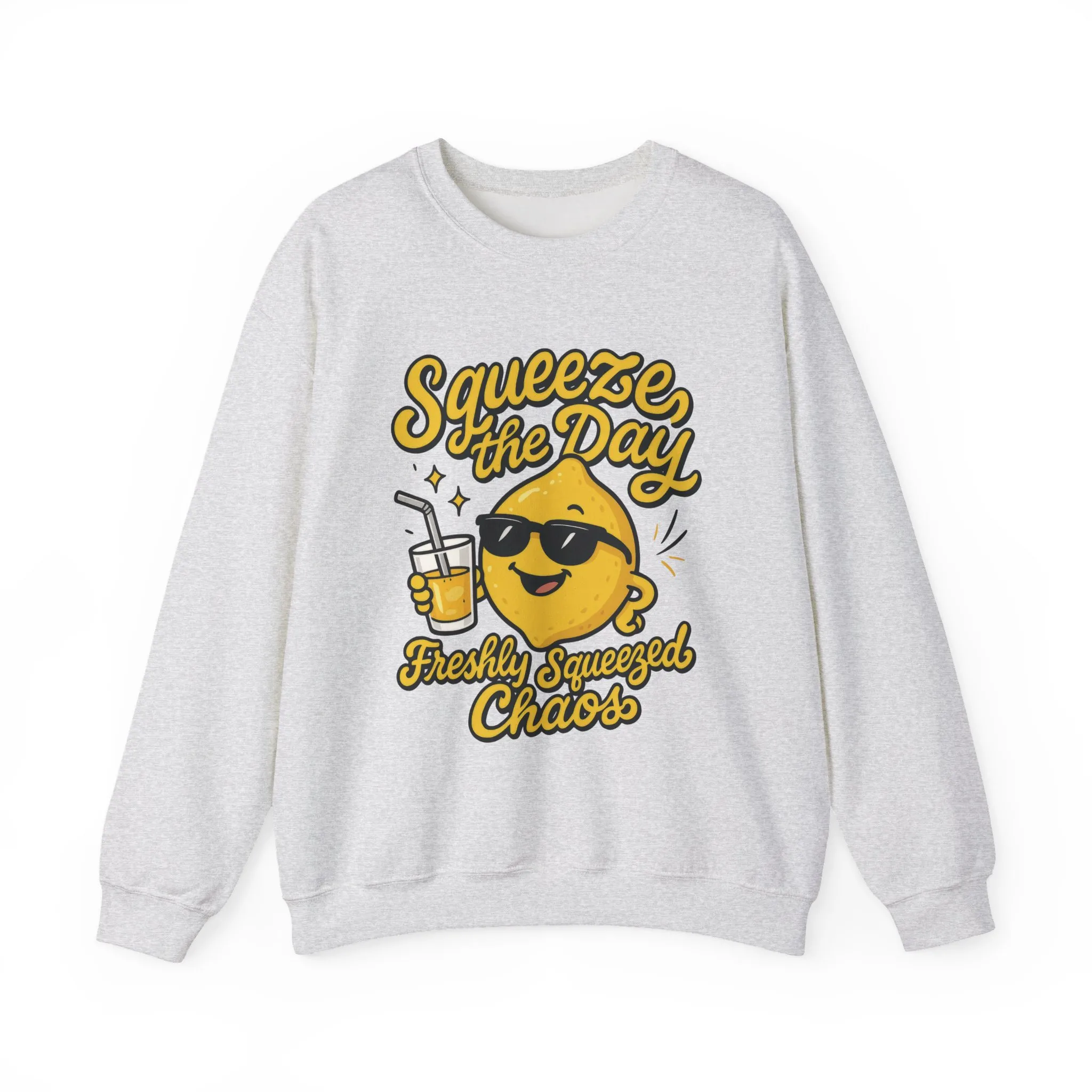 Funny Lemon Womens Sweatshirt - Squeeze The Day Freshly Squeezed Chaos Cozy Pullover - Citrus Positive Crewneck Sweatshirt, Cheerful Fashion - Image 7