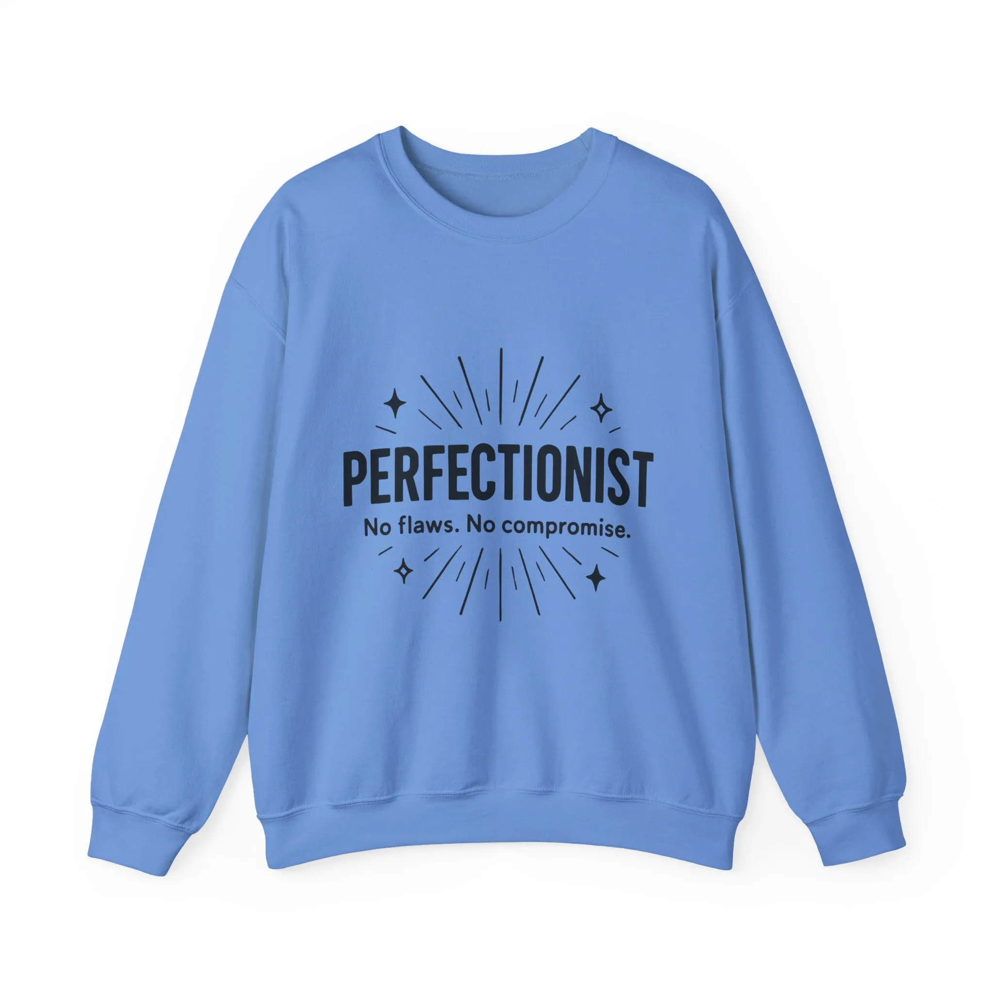 Men's Perfectionist Sweatshirt, Bold No Flaws No Compromise Design, Clean Look Funny Gift for Him, Minimal Black Graphic Pullover - Image 28