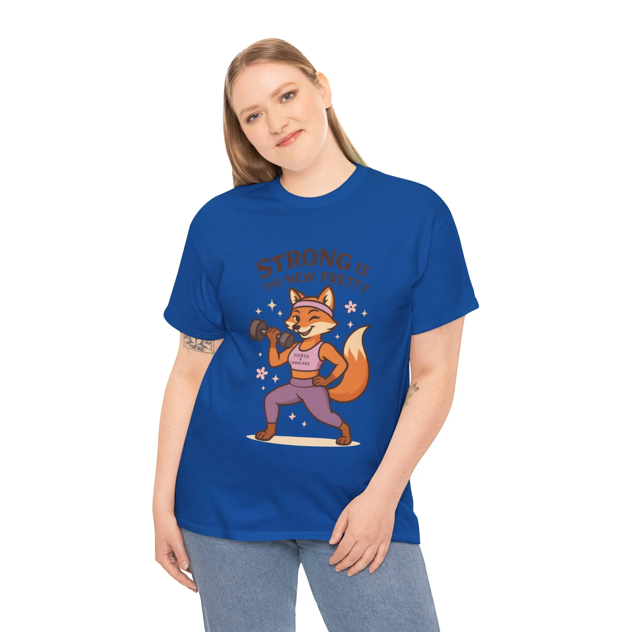 Strong is the New Pretty Womens Tee, Inspirational T-Shirt, Fitness Apparel, Gift for Her, Motivational Top, Cute Fox Design, Womens Gym T-Shirt - Image 27