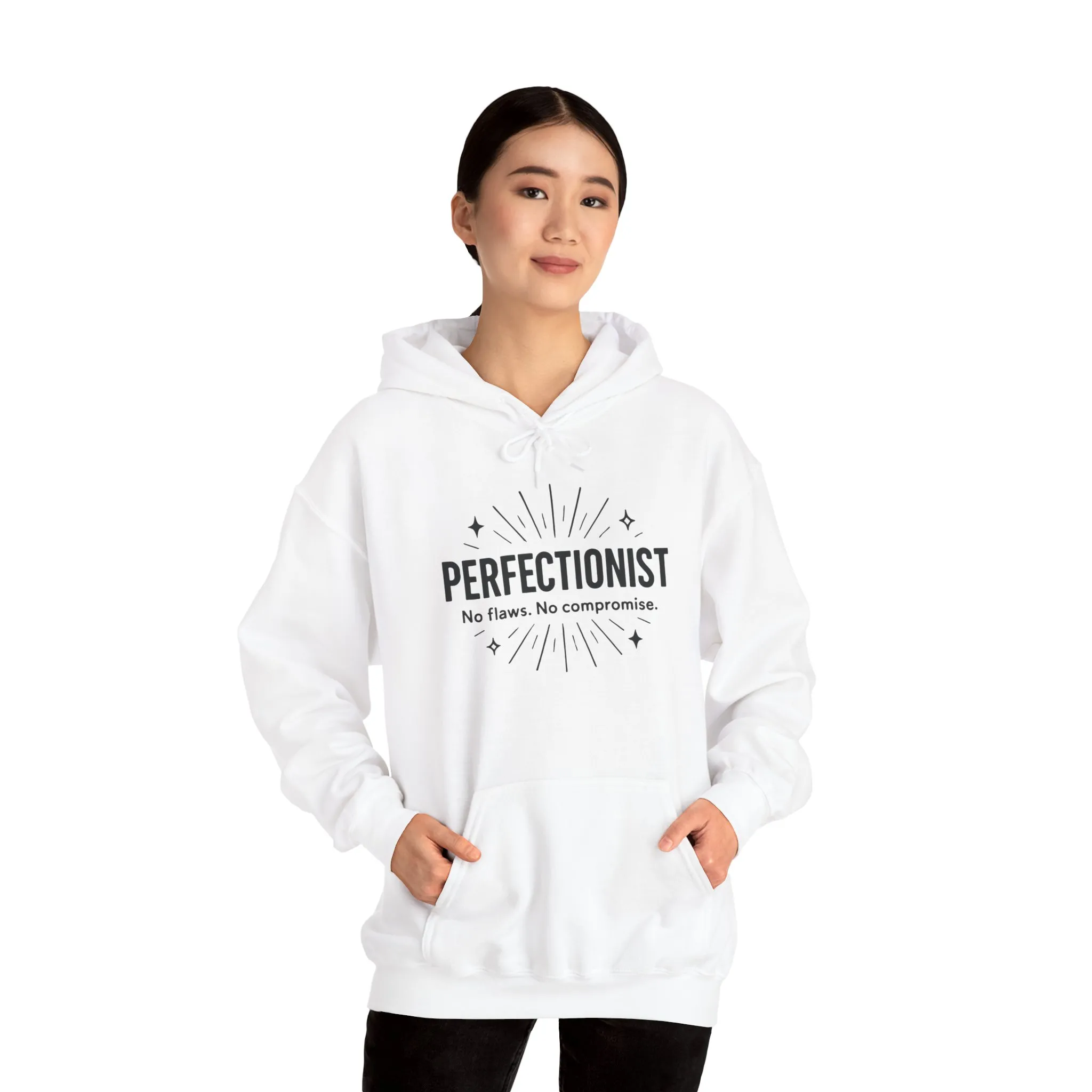 Womens Perfectionist Hoodie, Minimalist No Flaws Sweatshirt, Empowered Clean Look Pullover, Gift for Organized Women - Image 5