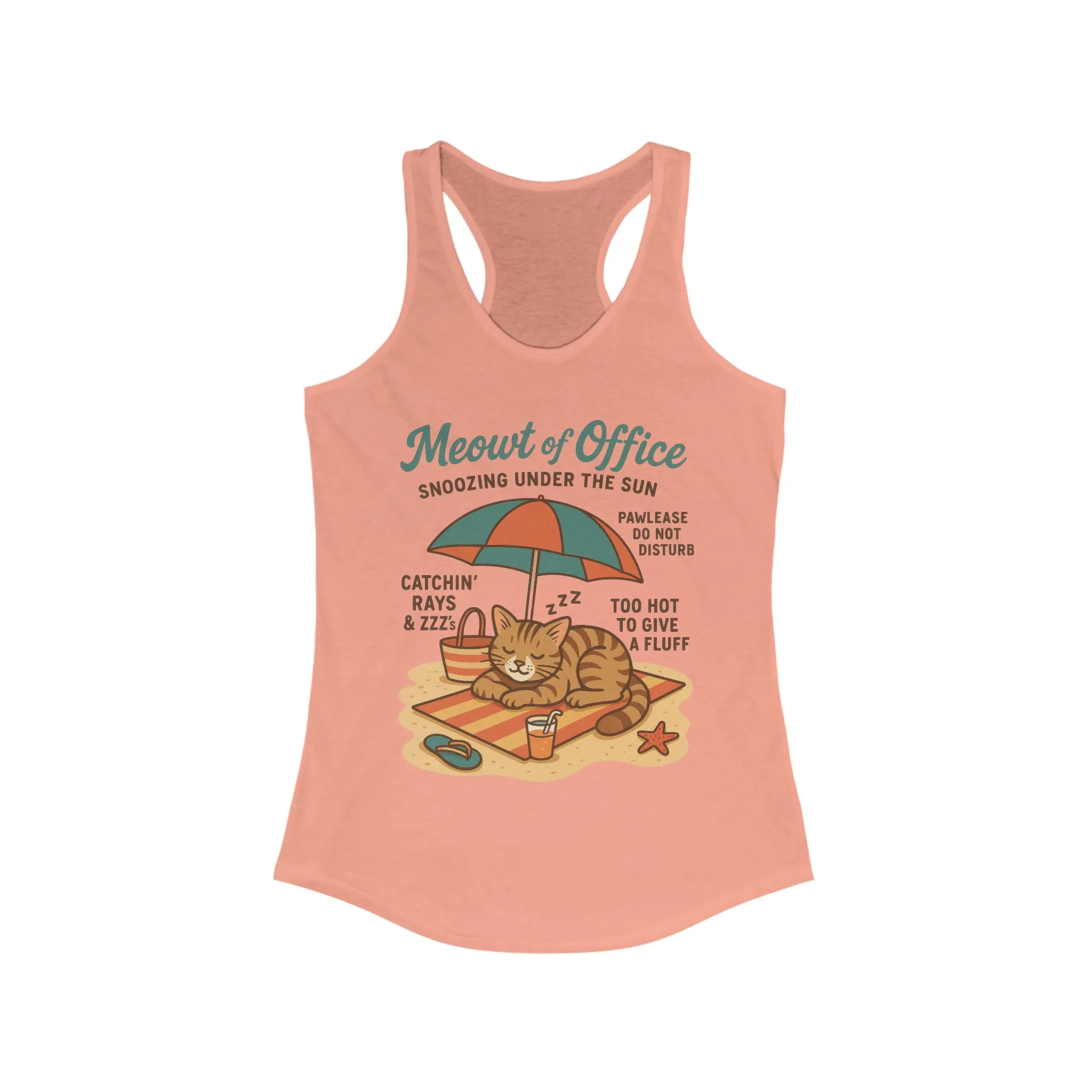 Cat Shirt, Beach Cat Womens Tank Top, Funny Summer Vacation Tee, Lazy Cat Humor Gift, Cat Lover Tank, Fun Summer Wear, Gift for Cat Moms - Image 3