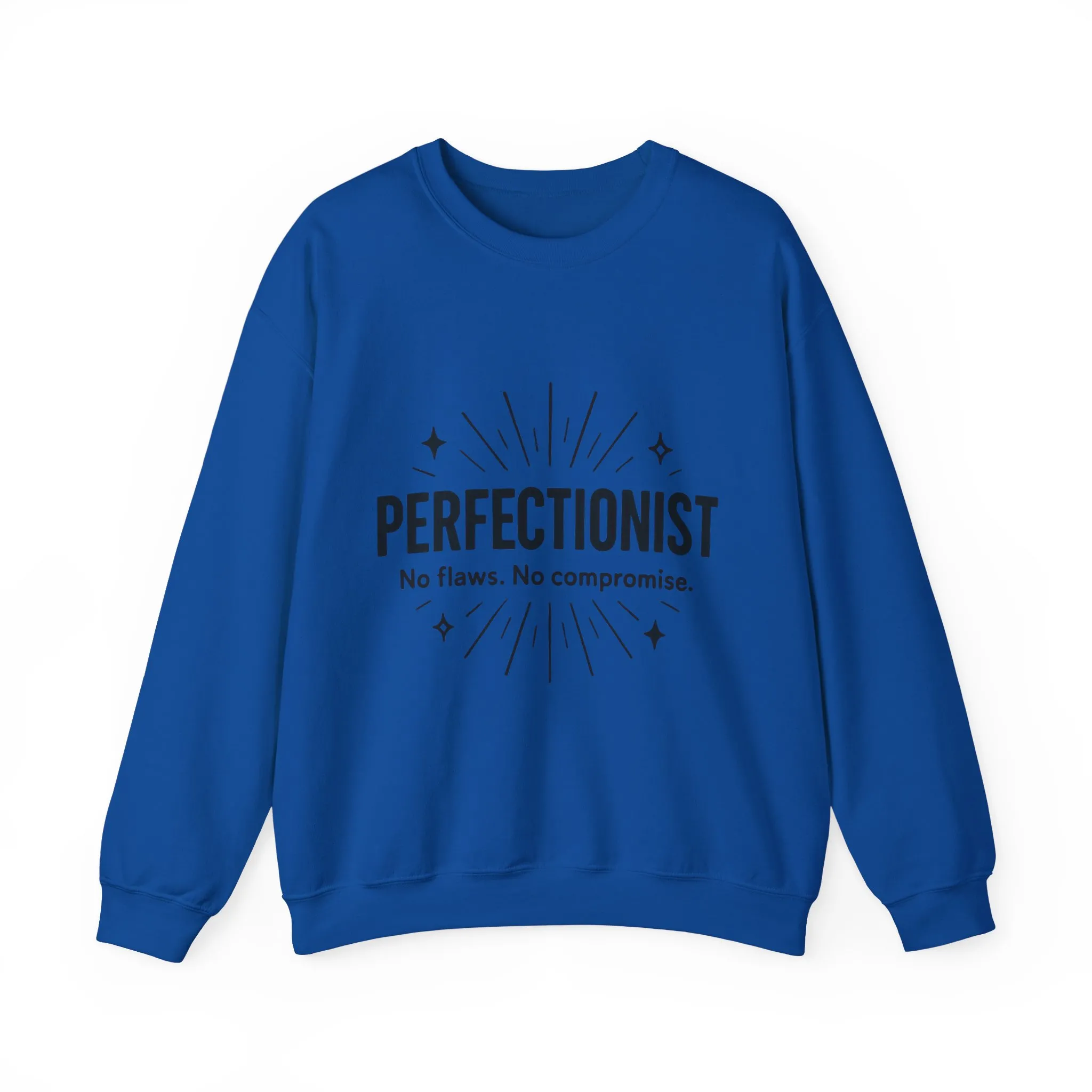 Men's Perfectionist Sweatshirt, Bold No Flaws No Compromise Design, Clean Look Funny Gift for Him, Minimal Black Graphic Pullover - Image 22