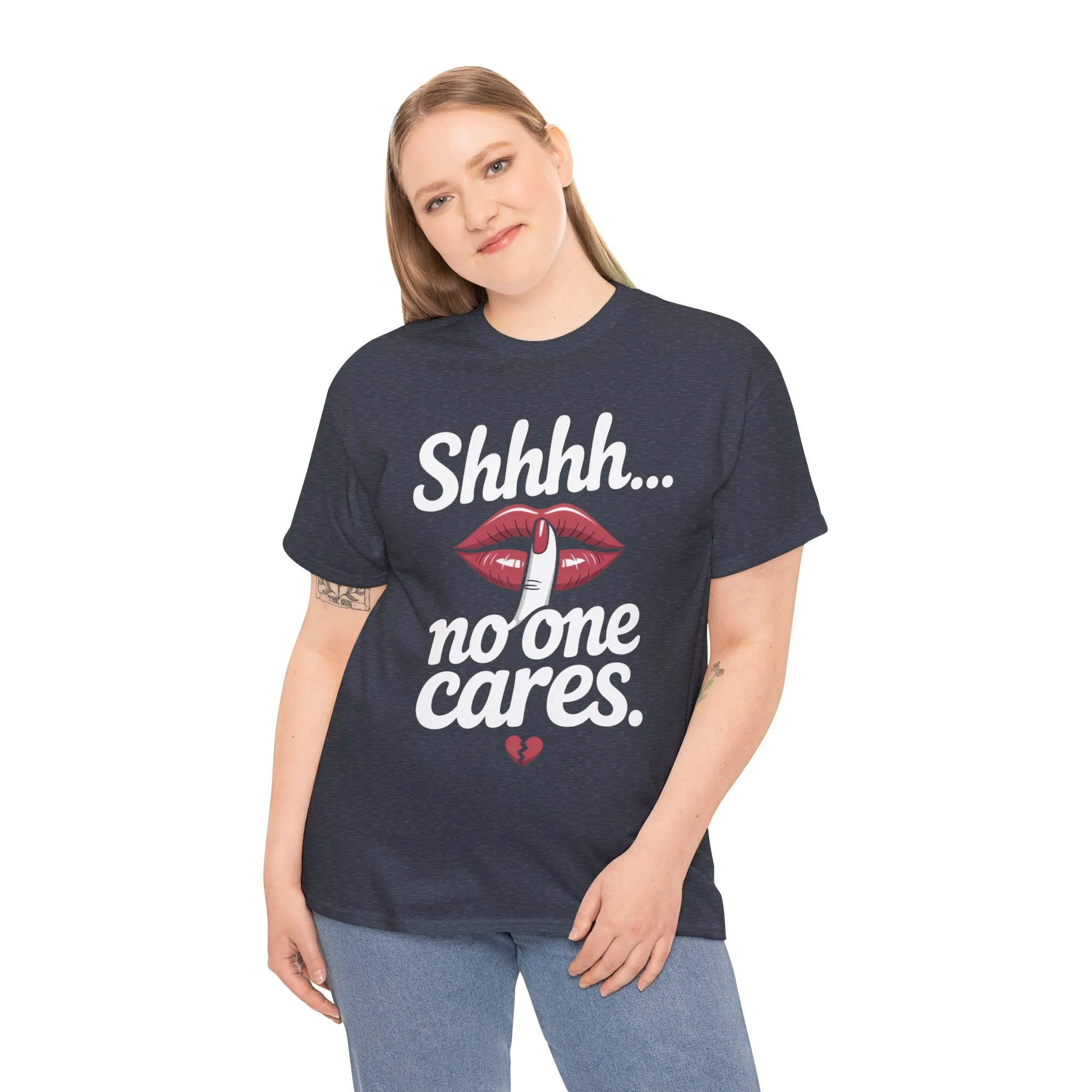 Shhh No One Cares Shirt, Sassy Funny Graphic Tee for Women, Sarcastic Lips Tank Top, Bold Attitude T-Shirt, Tee with Bold Statement Design - Image 17