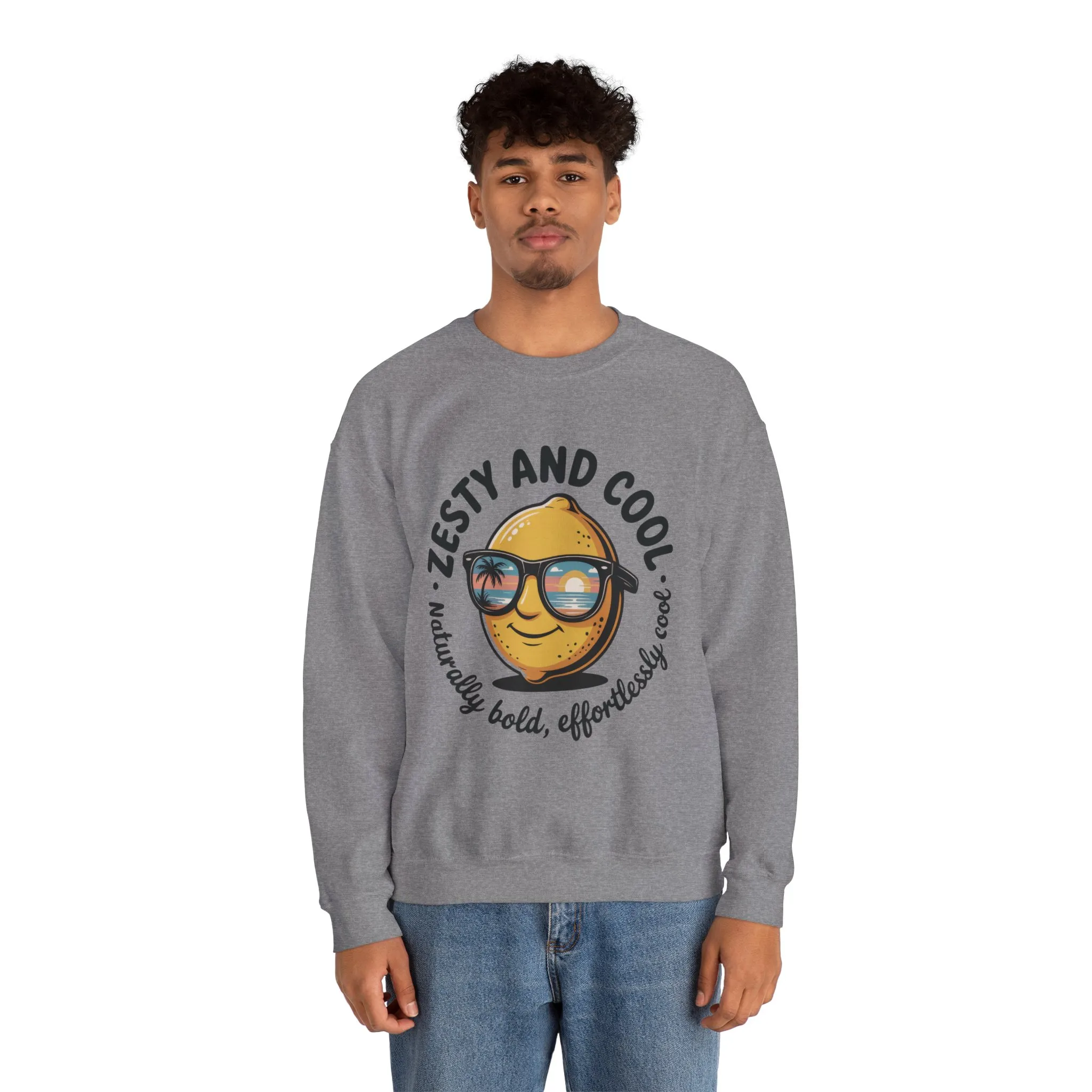 Zesty Lemon Mens Crewneck Sweatshirt - Fun Gift for Friends, Cool Casual Style, Summer Vibes, Mens Graphic Apparel, Perfect for Relaxing - Image 17