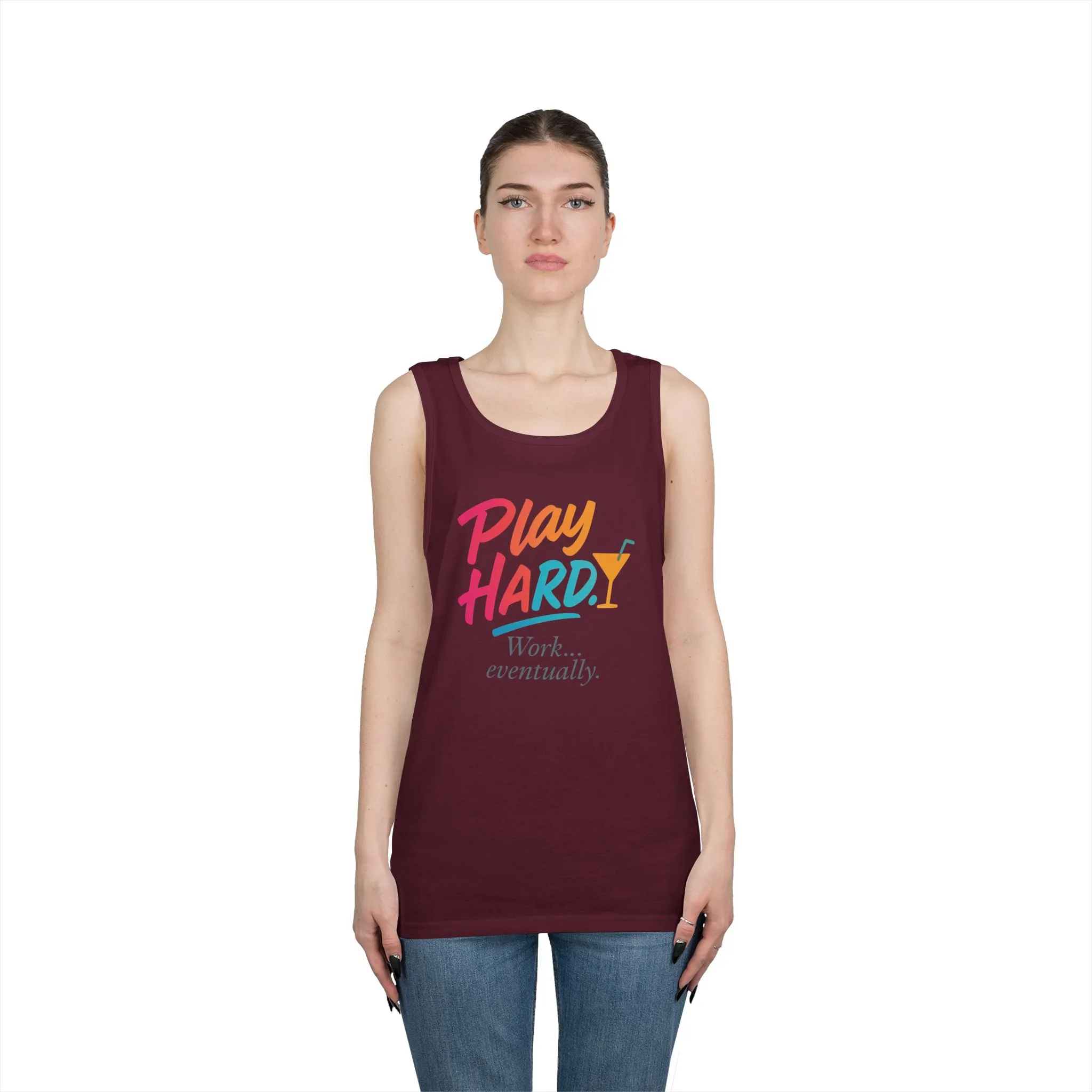 Play Hard, Work Eventually Tank Top, Womens Cotton Tank, Summer Apparel, Casual Wear, Gift for Him/Her, Beach Ready - Image 10