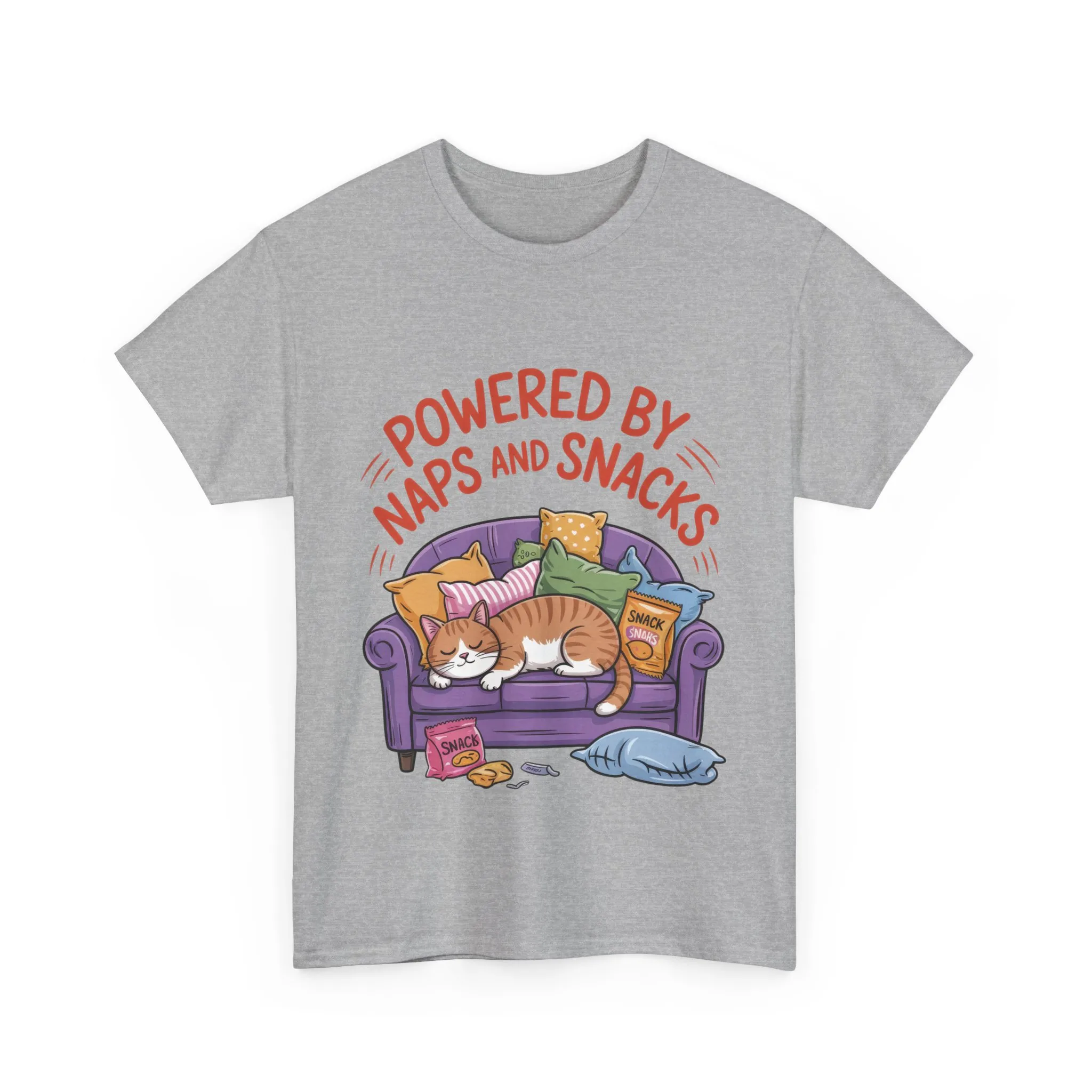 Powered by Naps and Snacks Cat T-Shirt, Funny Lazy Cat Lover Womens Tee, Cute Humor Shirt, Cozy Gift for Her, Cozy Cat Lover T-Shirt - Image 10