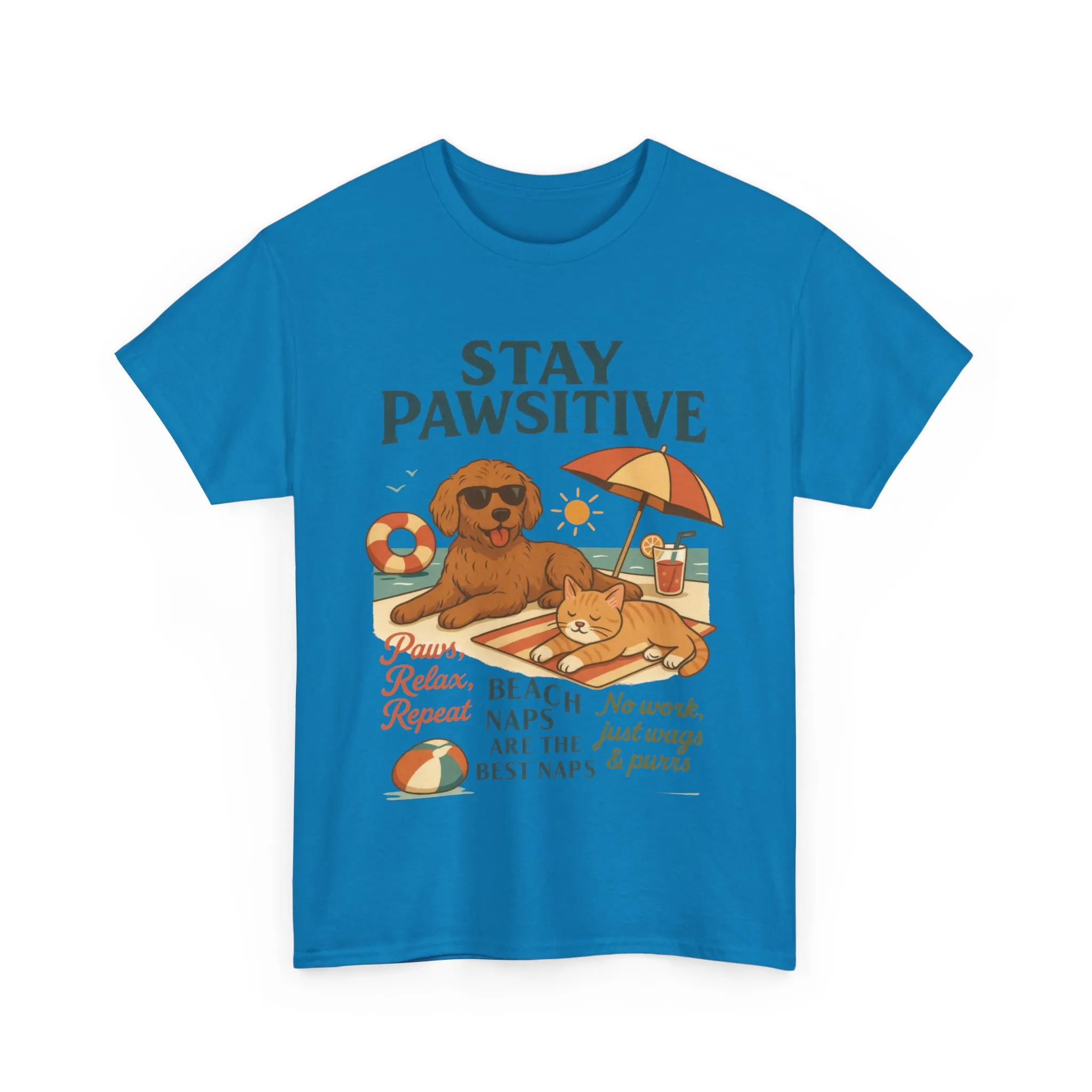 Stay Pawsitive Womens T-Shirt, Cute Dog & Cat Beach Shirt, Summer Pet Lover Tee, Animal Graphic Heavy Cotton Tee, Fun Pet Lovers Gift - Image 22