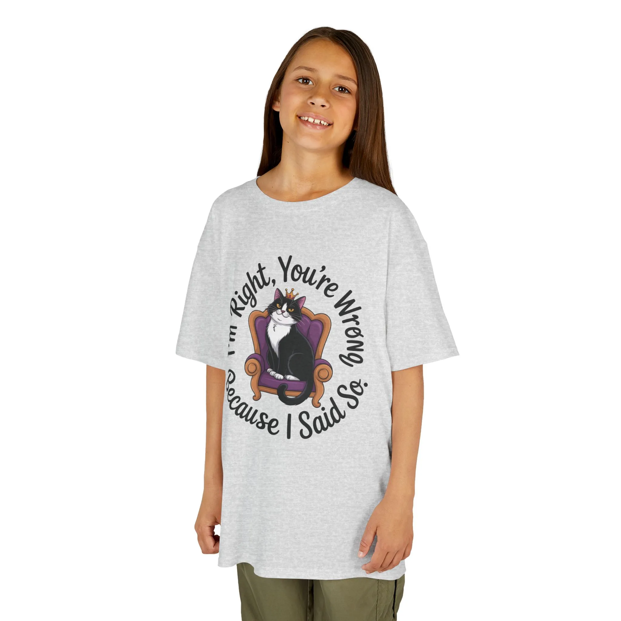 Girls Funny Sassy Cat T-Shirt - I'm Right You're Wrong, Cute Gift for Cat Lovers, Humor Tee for Teens, Birthday Gift,Tee for Confident Teens - Image 4