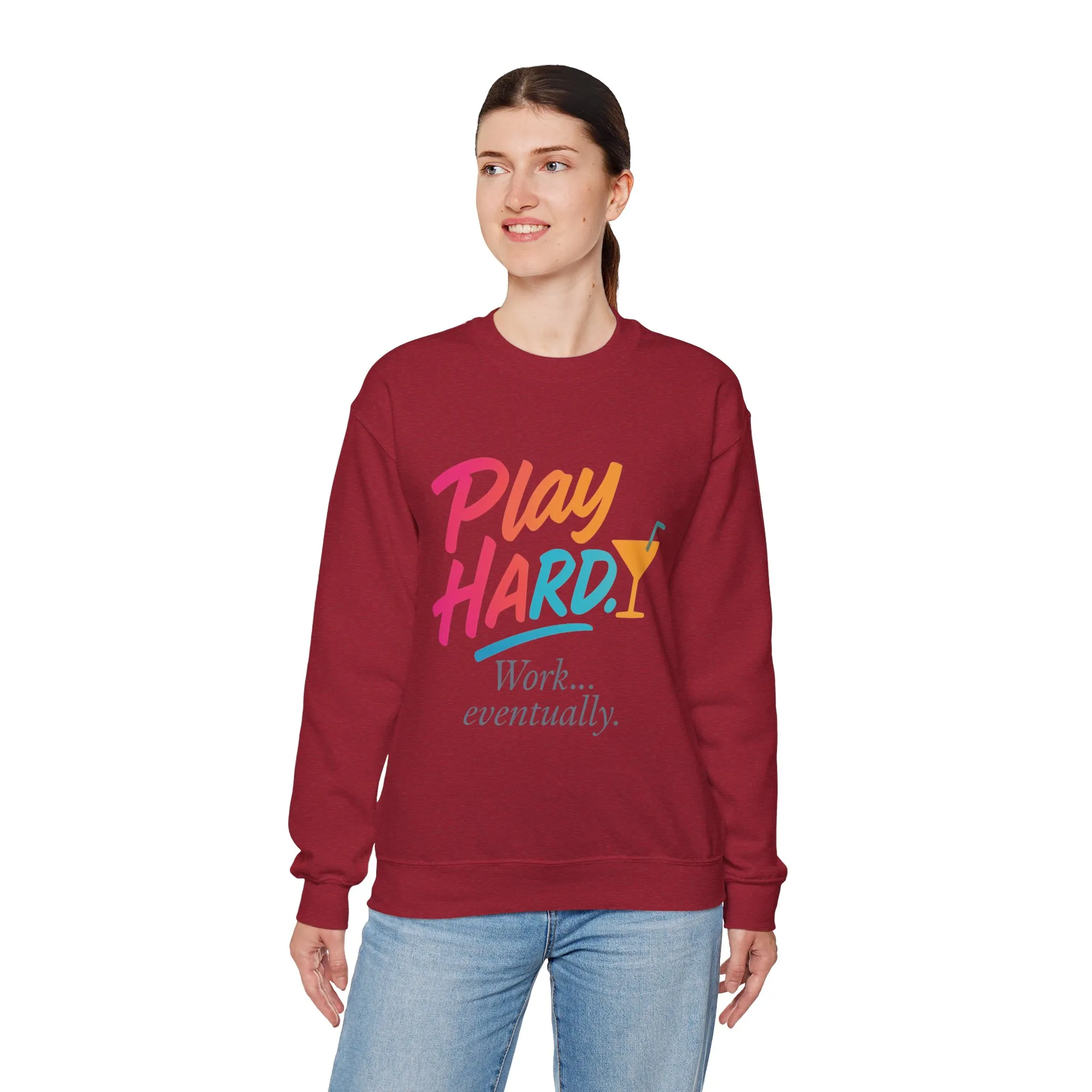 Play Hard Work Eventually Sweatshirt, Funny Cocktail Graphic Tee, Womens Party Sweatshirt, Relaxed Vacation Top, Cozy Style - Image 27