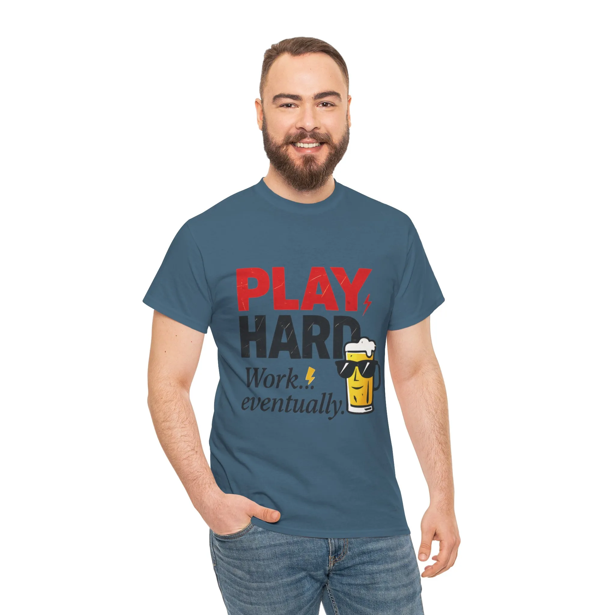 Play Hard Mens Heavy Cotton Tee, Perfect for Beer Lovers, Casual Hangouts, Parties, Gifts, and Relaxed Days - Image 20
