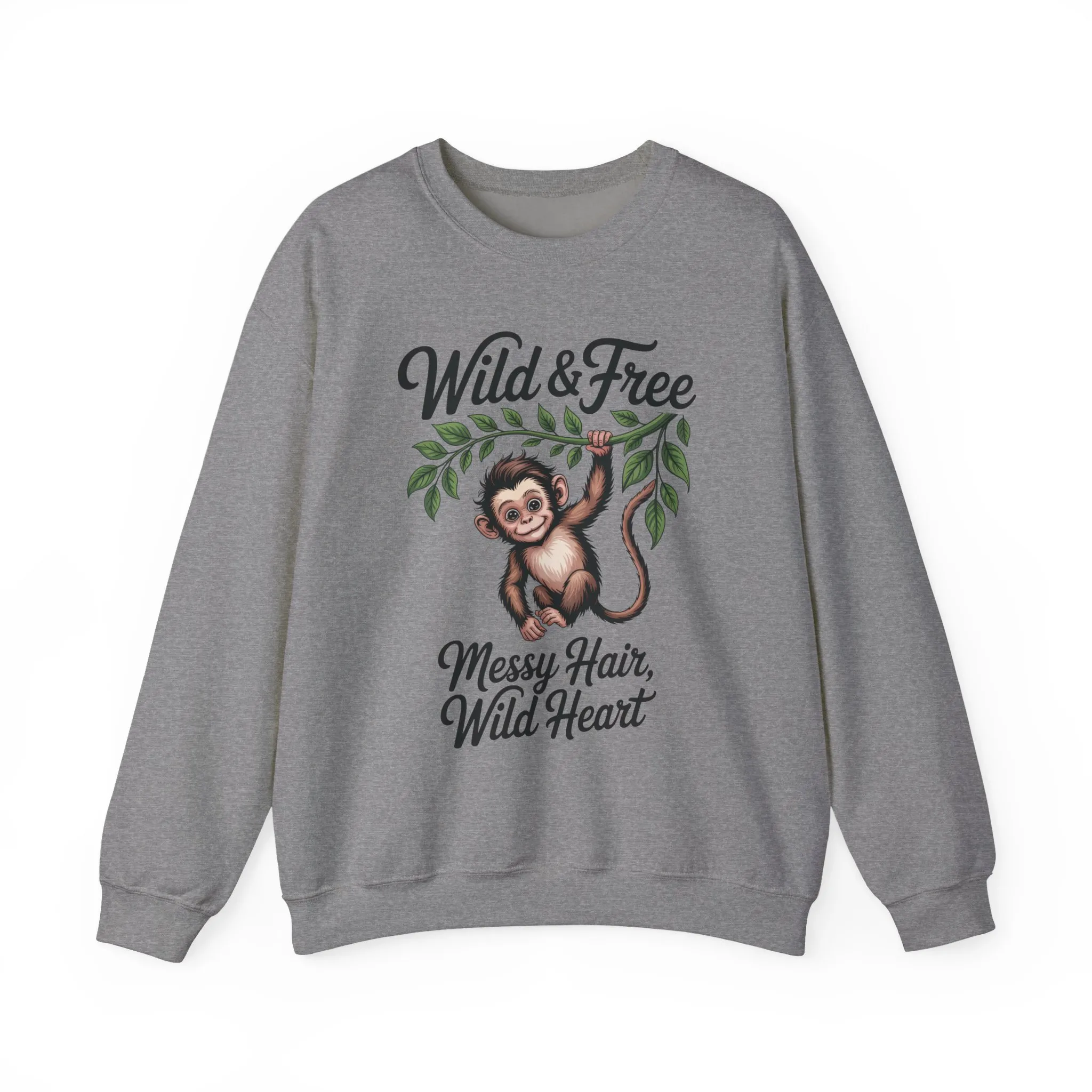 Wild & Free Monkey Sweatshirt, Messy Hair Wild Heart Womens Pullover, Cute Jungle Animal Sweater, Boho Adventure Graphic, Nature Lover Gift - Image 7