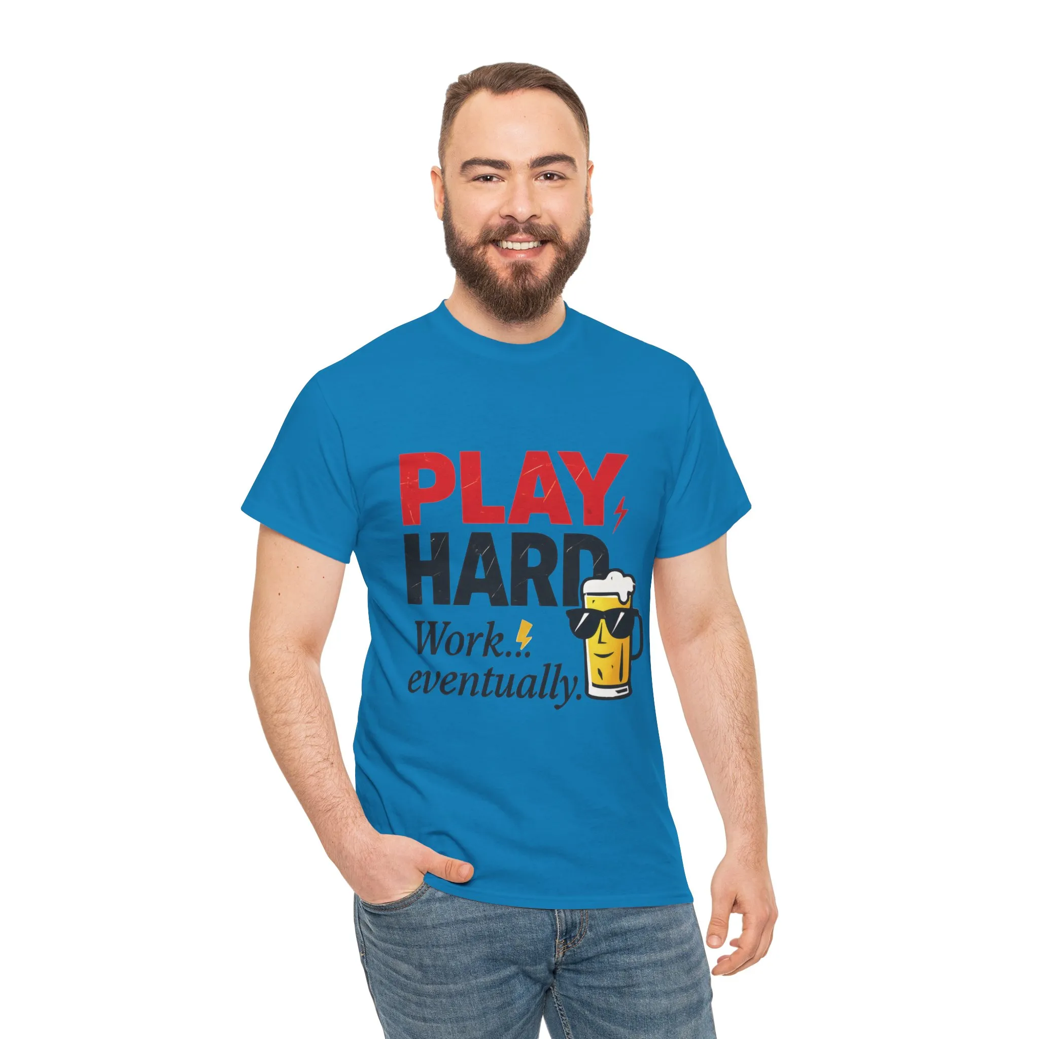 Play Hard Mens Heavy Cotton Tee, Perfect for Beer Lovers, Casual Hangouts, Parties, Gifts, and Relaxed Days - Image 23