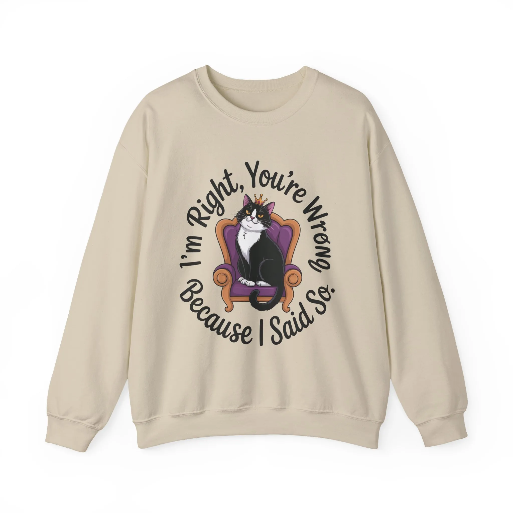 Cat Queen Womens Crewneck Sweatshirt for Cat Lovers, Cat Mom Humor Sweatshirt, Sassy Cat Graphic Sweatshirt, Im Right Tee Sweatshirt - Image 2