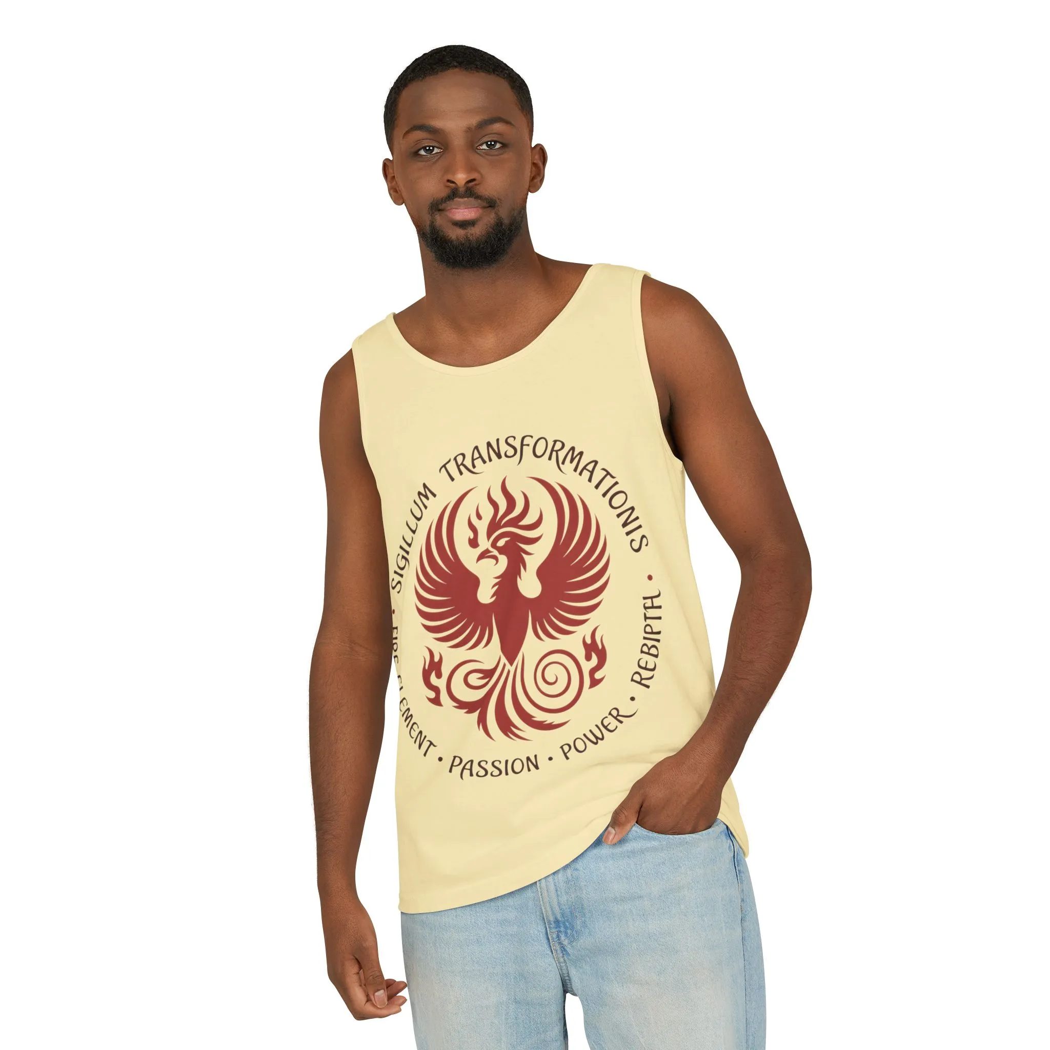Phoenix Fire Element Tank Top, Sigillum Transformationis Seal, Passion Power Rebirth Totem, Phoenix Symbol Unisex Tank, Spiritual Tee - Image 12