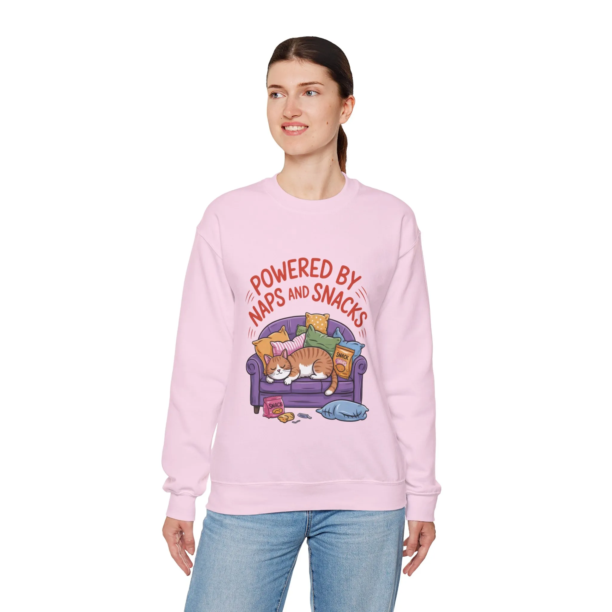Powered by Naps and Snacks Sweatshirt, Cozy Lounge Crewneck, Gifts for Cat Lovers, Funny Cat Sweatshirt, Casual Everyday Wear - Image 27