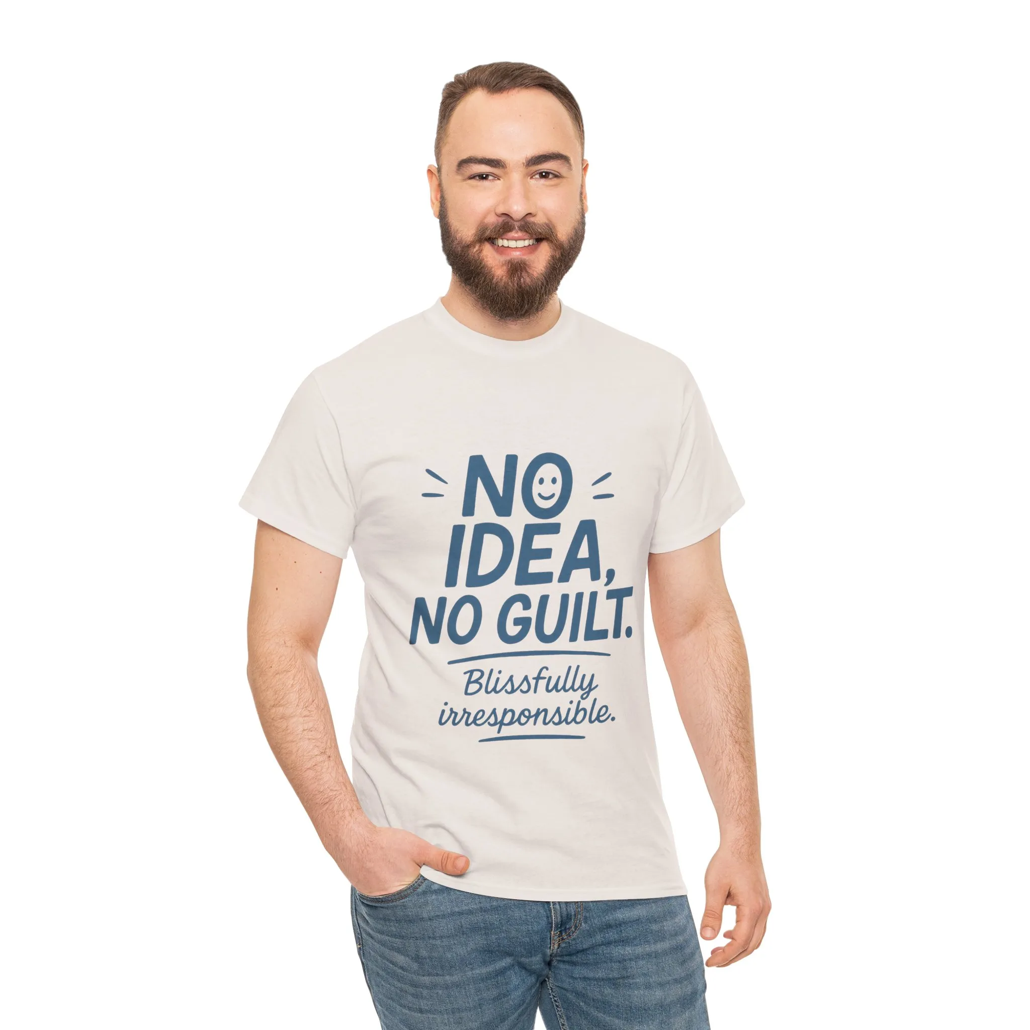 Funny No Idea Mens T-Shirt, No Guilt Blissfully Irresponsible Quote, Casual Relaxed Fit Tee, Humor Gift for Him, Humorous T-Shirt - Image 10
