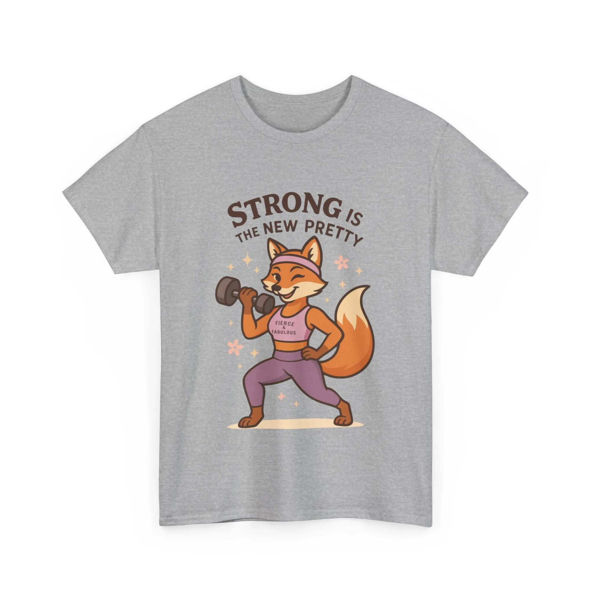 Strong is the New Pretty Womens Tee, Inspirational T-Shirt, Fitness Apparel, Gift for Her, Motivational Top, Cute Fox Design, Womens Gym T-Shirt - Image 7