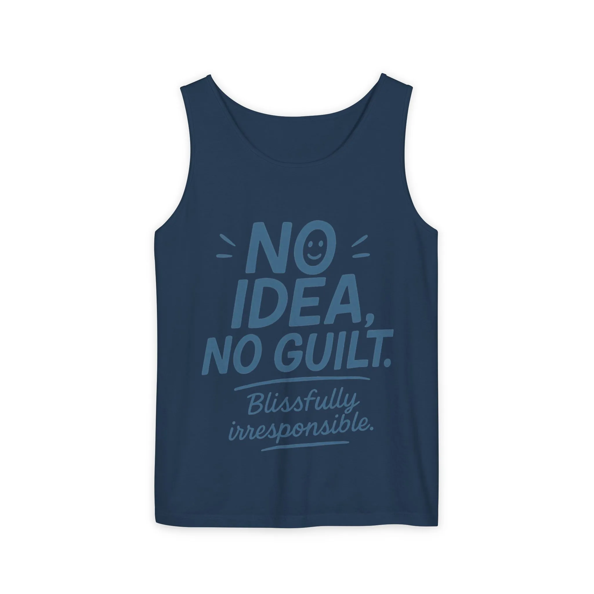 Mens Funny Tank Top, No Idea No Guilt Quote, Blissfully Irresponsible Gym Shirt, Casual Sleeveless Top, , Fun Party Shirt - Image 25
