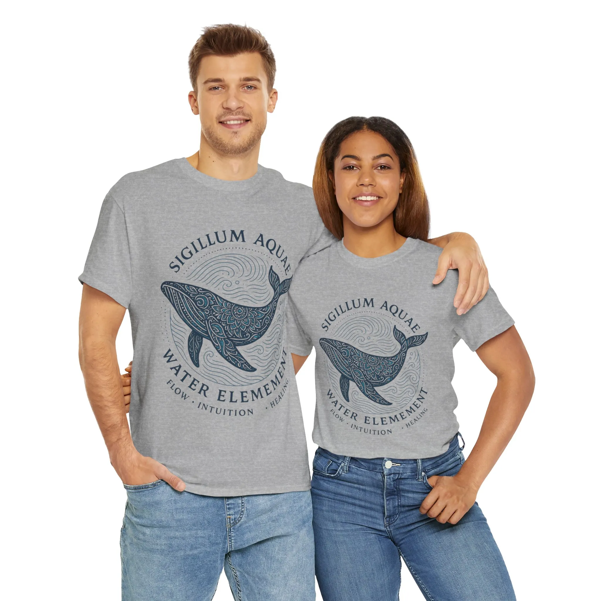Water Element Whale Tee, Sigillum Aquae Symbol, Flow Intuition Healing, Spiritual Ocean Totem Tee, Nature Energy Shirt, Mindfulness Fashion - Image 12