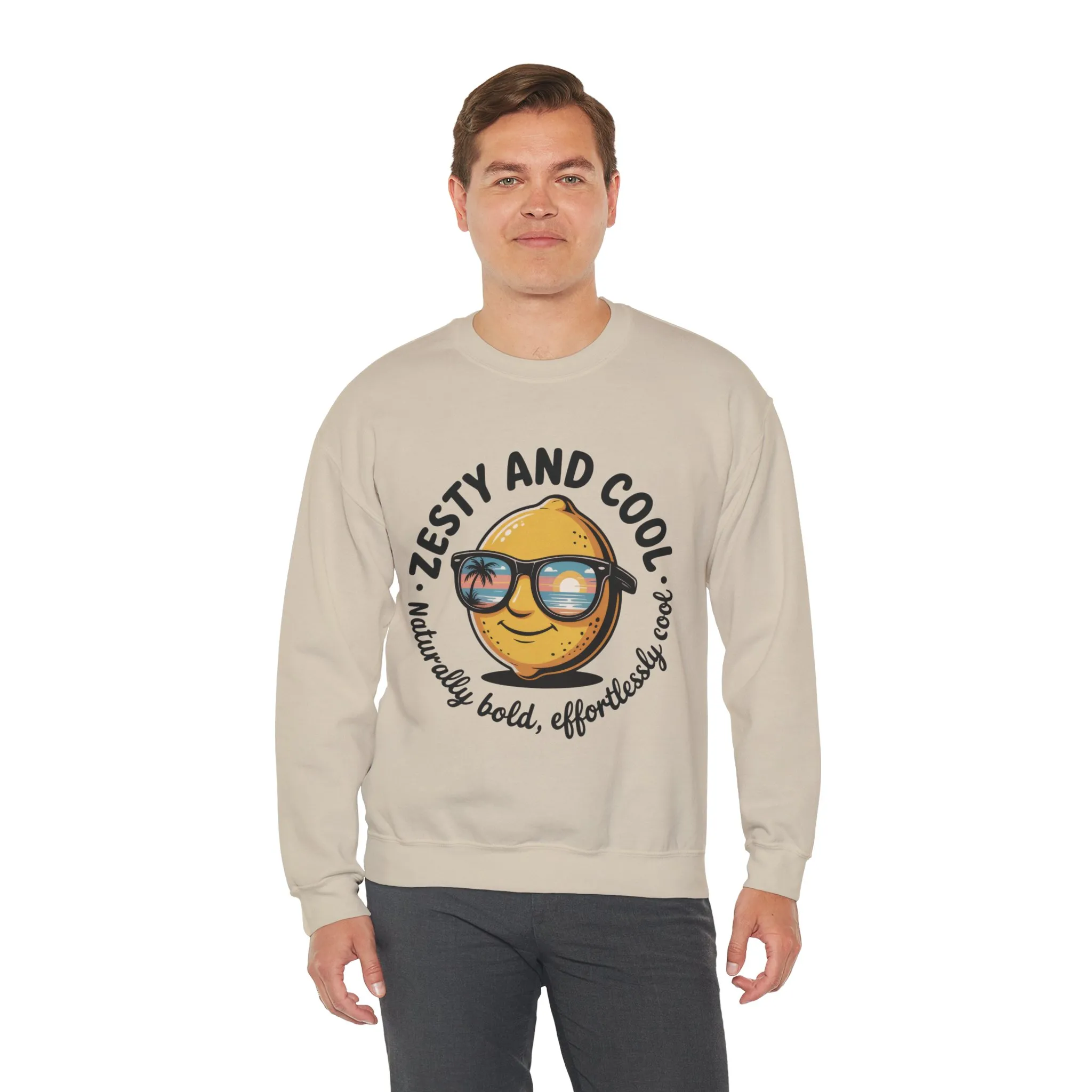 Zesty Lemon Mens Crewneck Sweatshirt - Fun Gift for Friends, Cool Casual Style, Summer Vibes, Mens Graphic Apparel, Perfect for Relaxing - Image 12