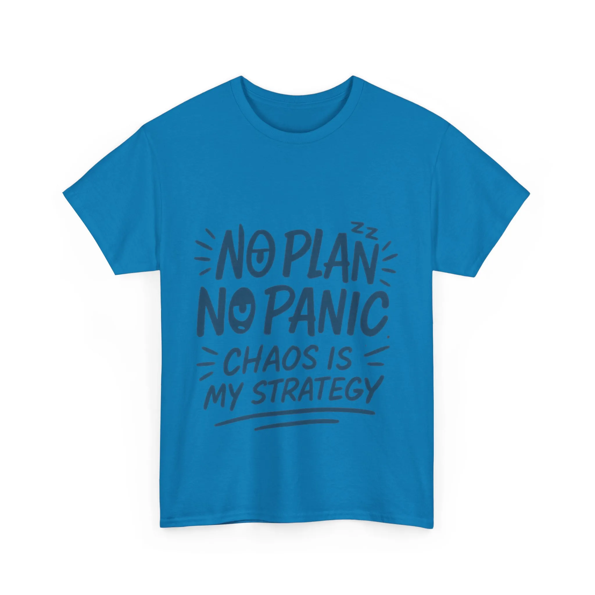 Funny Chaos Quote Mens T-Shirt, No Plan No Panic Humor Shirt, Casual Graphic Tee Gift for Him, Relaxed Fit - Image 25