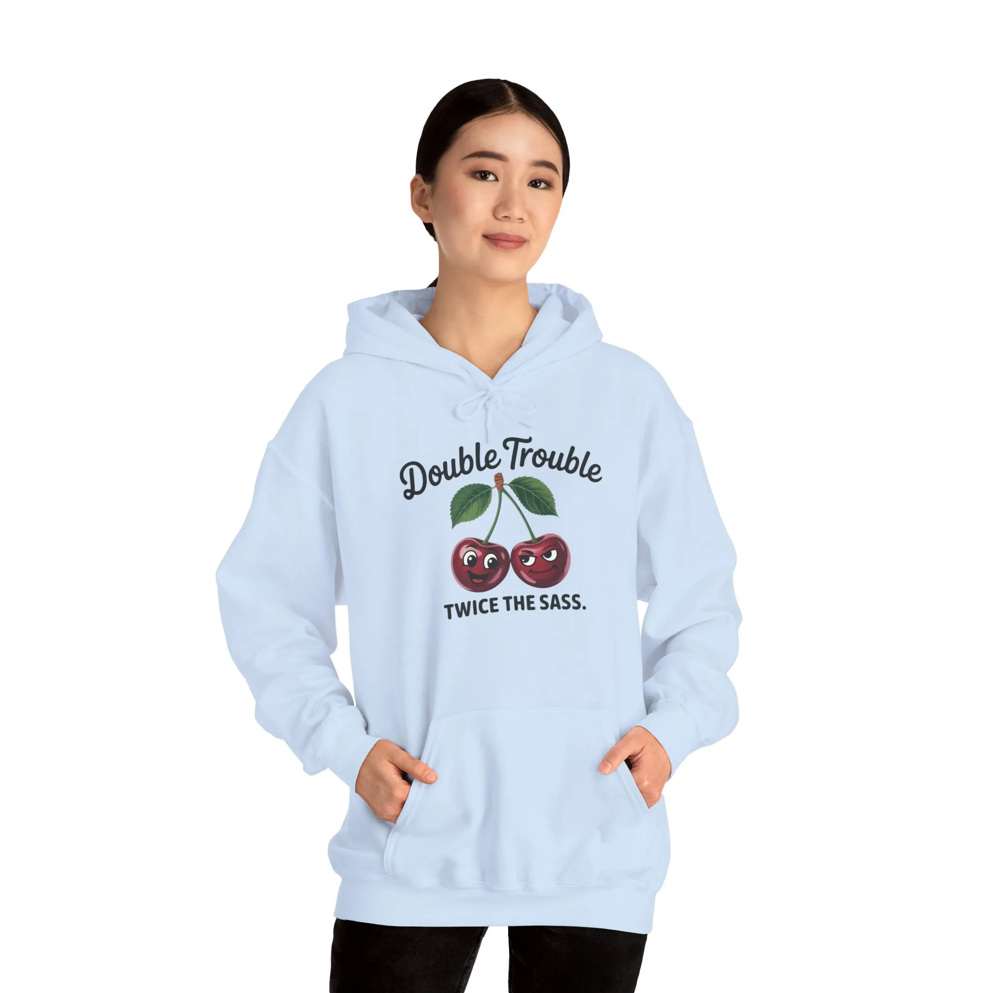 Double Trouble Cherry Hoodie, Cute Funny Womens Hooded Sweatshirt, Twice The Sass Fruit Graphic Pullover, Sassy Cherry Hooded Top - Image 15