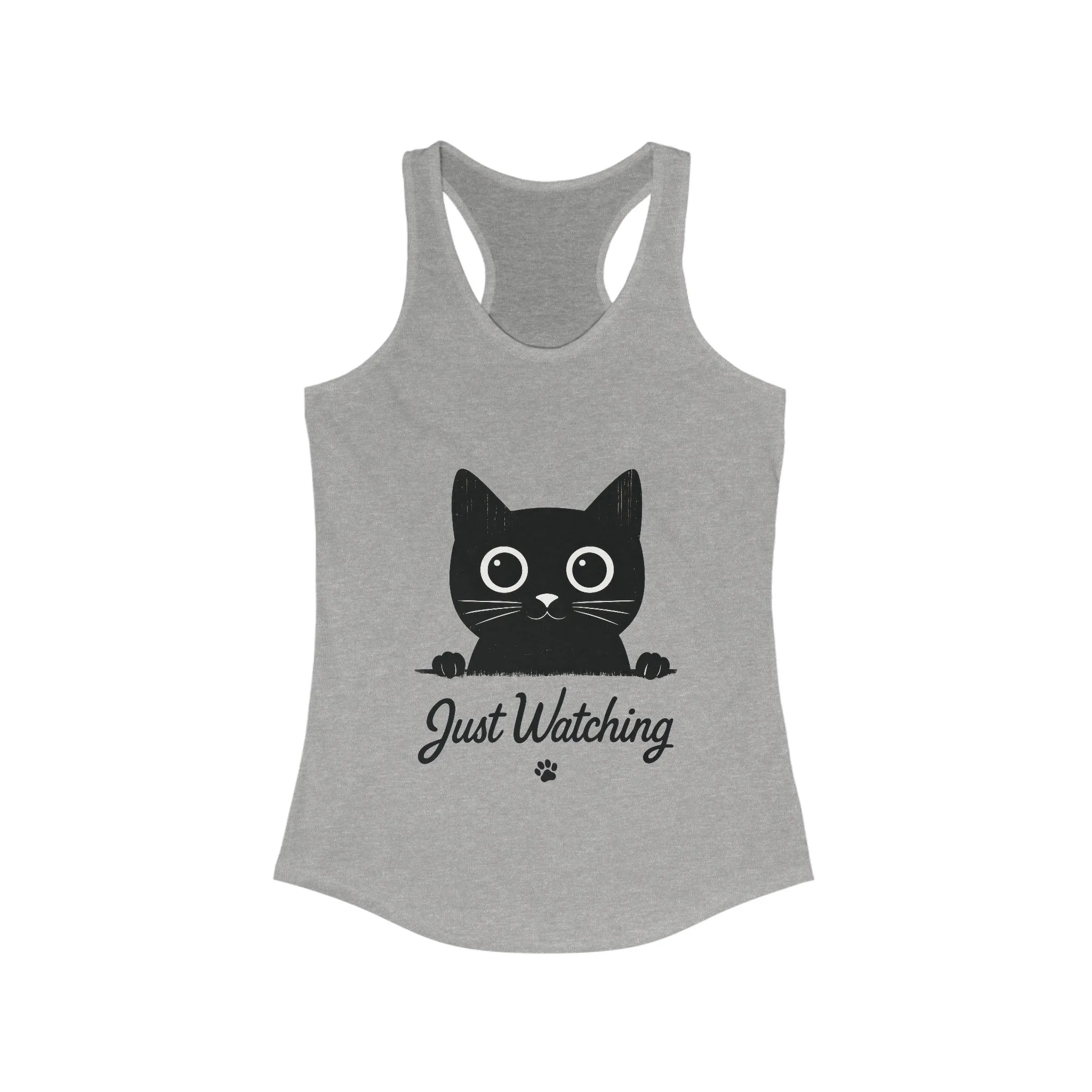 Just Watching Cat Womens Tank Top - Cute Black Kitty Sleeveless Shirt - Funny Summer Cat Lover Gift, Summer Beach Wear, Pet Themed Apparel - Image 5