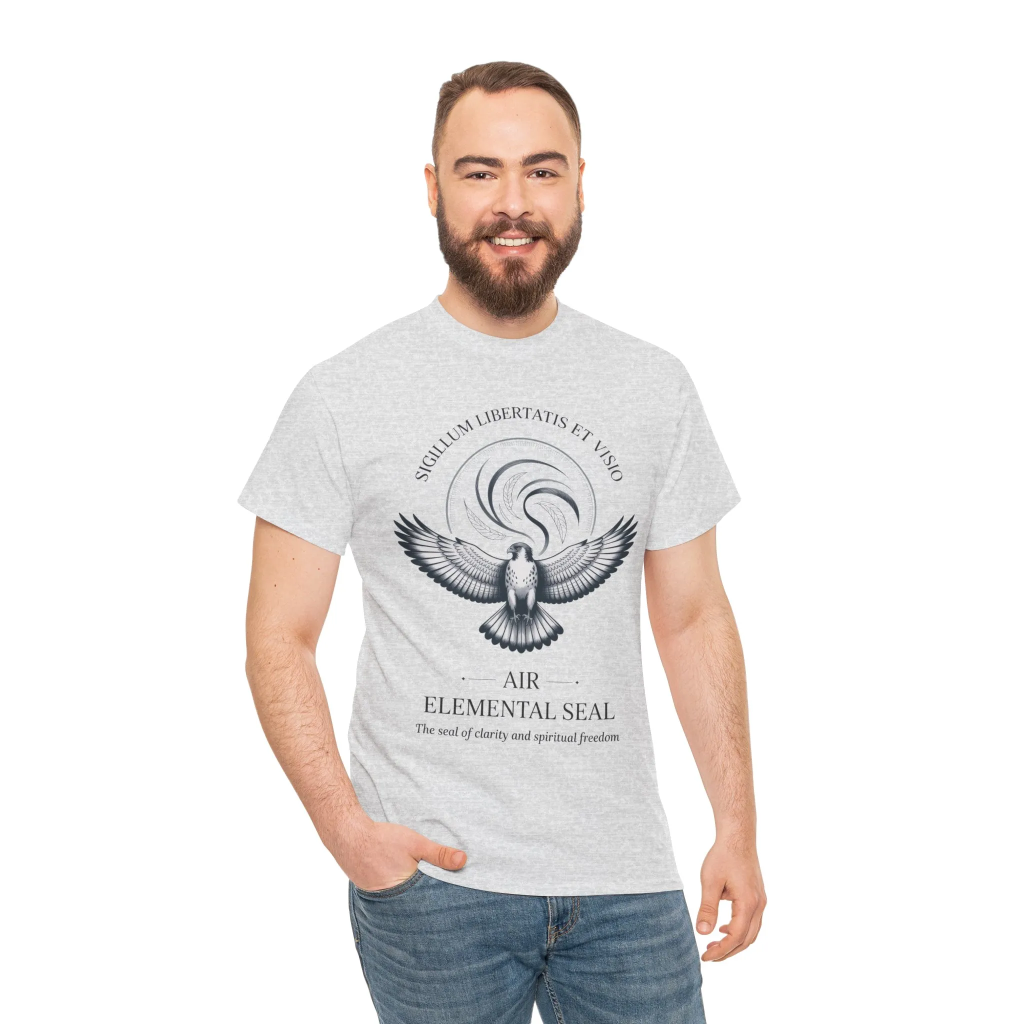 Air Elemental Seal Unisex Cotton Tee, Clarity & Spiritual Freedom Symbol Tee, Unisex Elemental Shirt, Vision Totem Gift, Spiritual Gift - Image 8