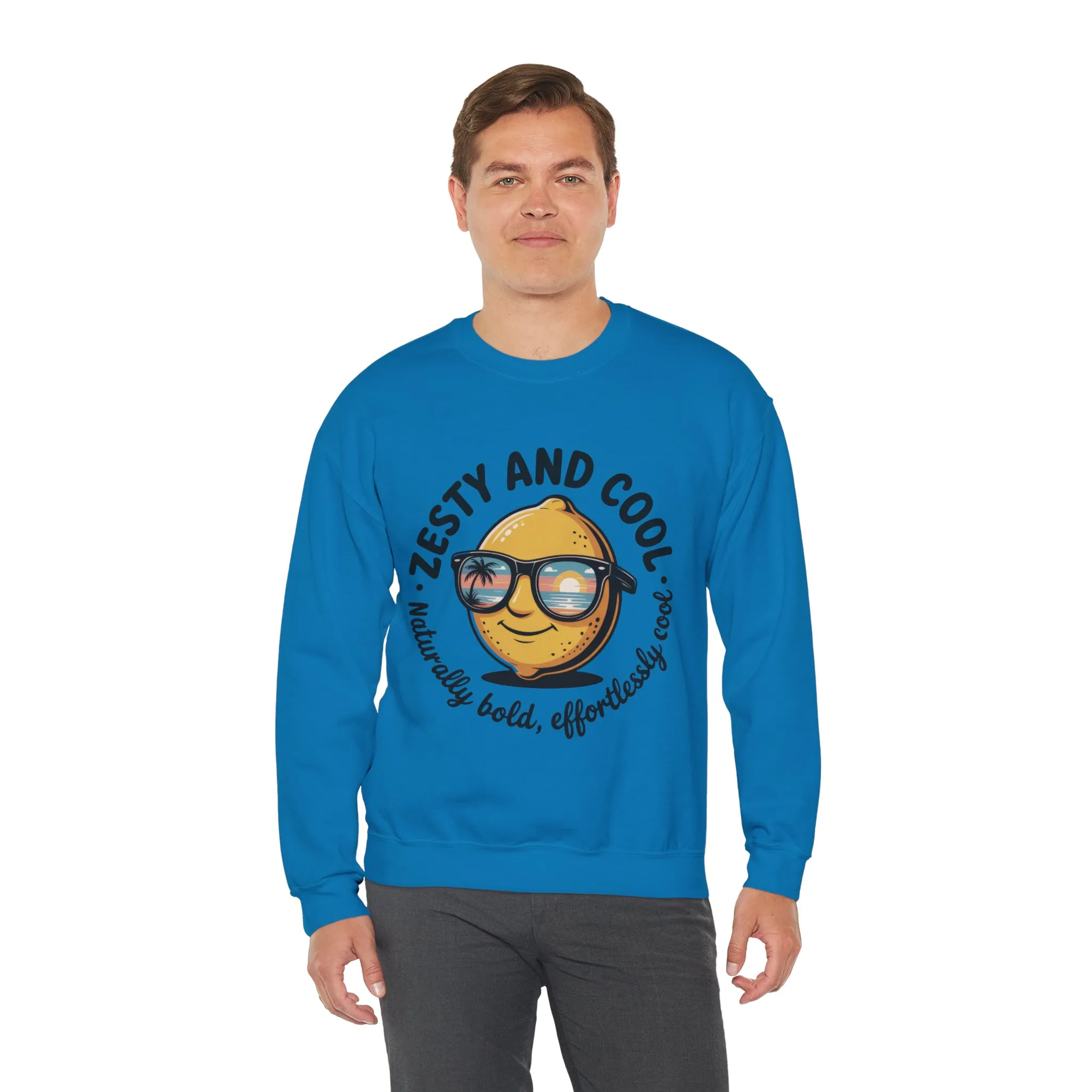 Zesty Lemon Mens Crewneck Sweatshirt - Fun Gift for Friends, Cool Casual Style, Summer Vibes, Mens Graphic Apparel, Perfect for Relaxing - Image 24