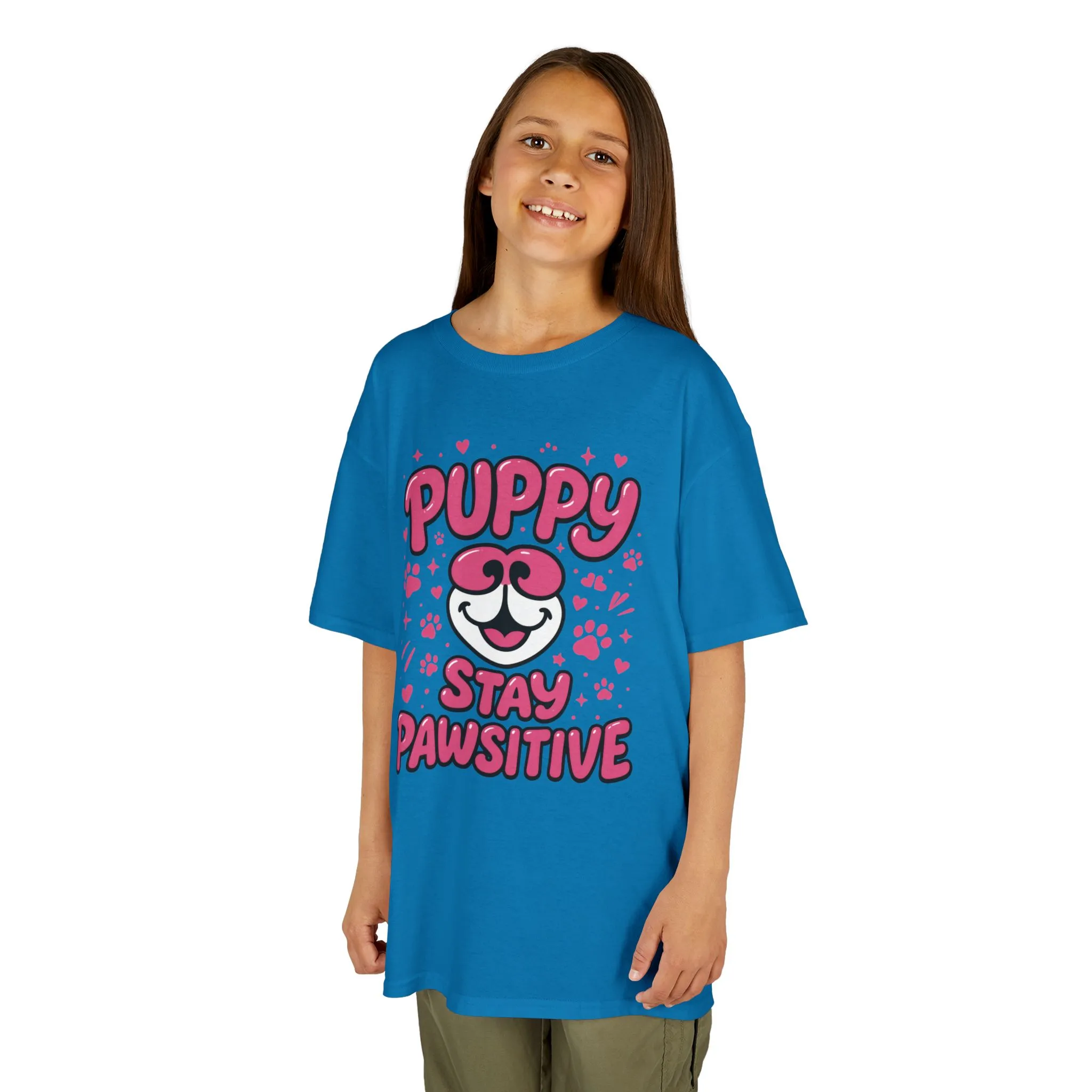 Puppy Stay Pawsitive Youth T-Shirt - Cute Positive Dog Shirt for Teens - Fun Puppy Paw Graphic Kids Tee, Kids Gift, Pet Lover Shirt - Image 14
