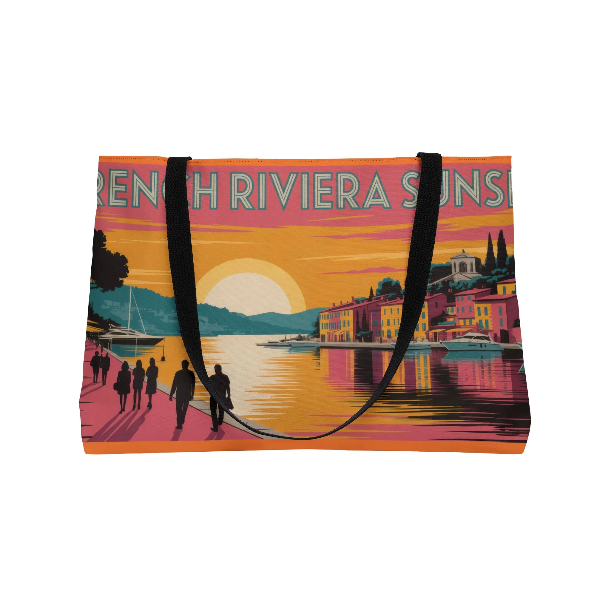 Vintage Coastal Weekender Tote Bag, Beach Bag, Travel Tote, Summer Vacation, Sunset Design, Gift for Her - Image 3