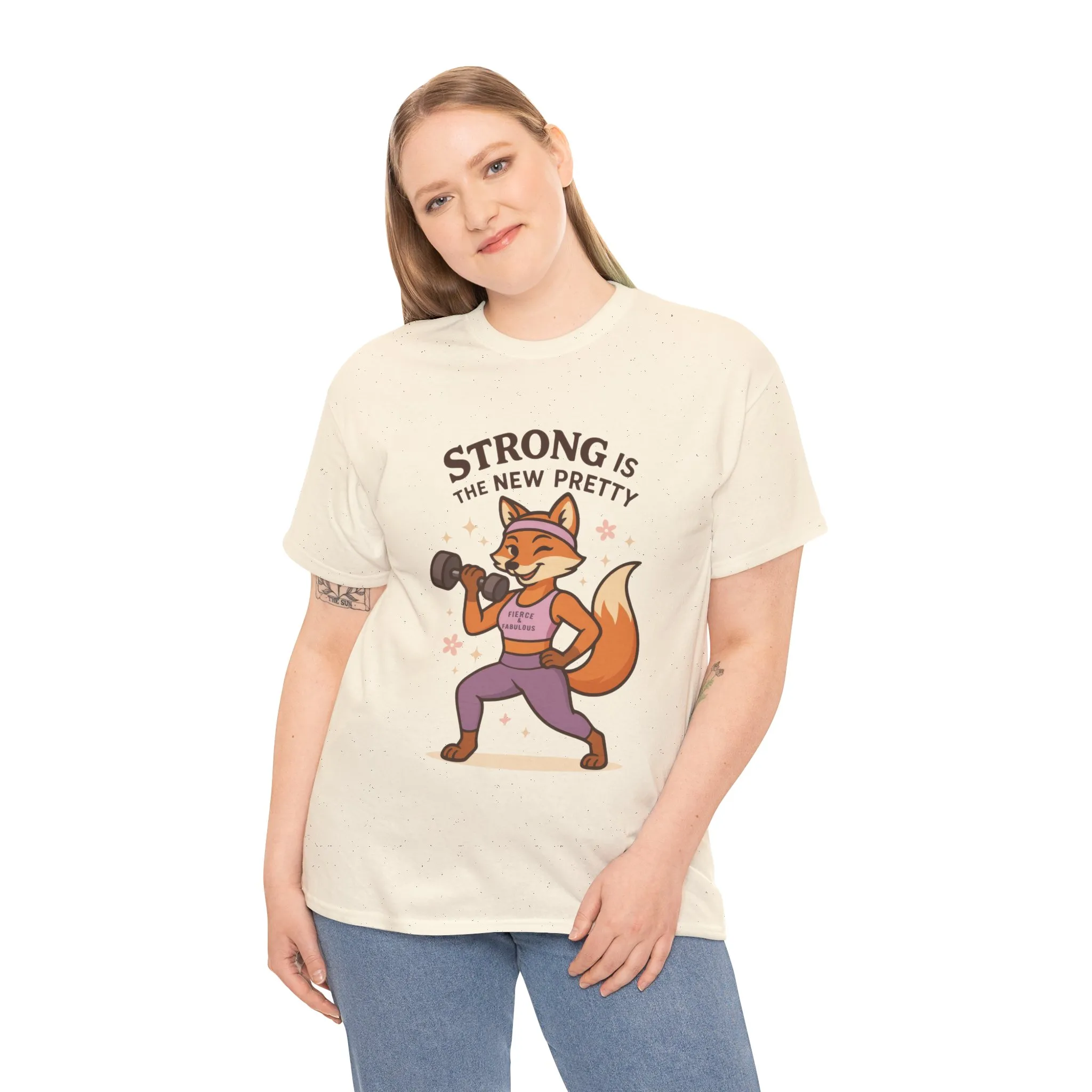 Strong is the New Pretty Womens Tee, Inspirational T-Shirt, Fitness Apparel, Gift for Her, Motivational Top, Cute Fox Design, Womens Gym T-Shirt - Image 12