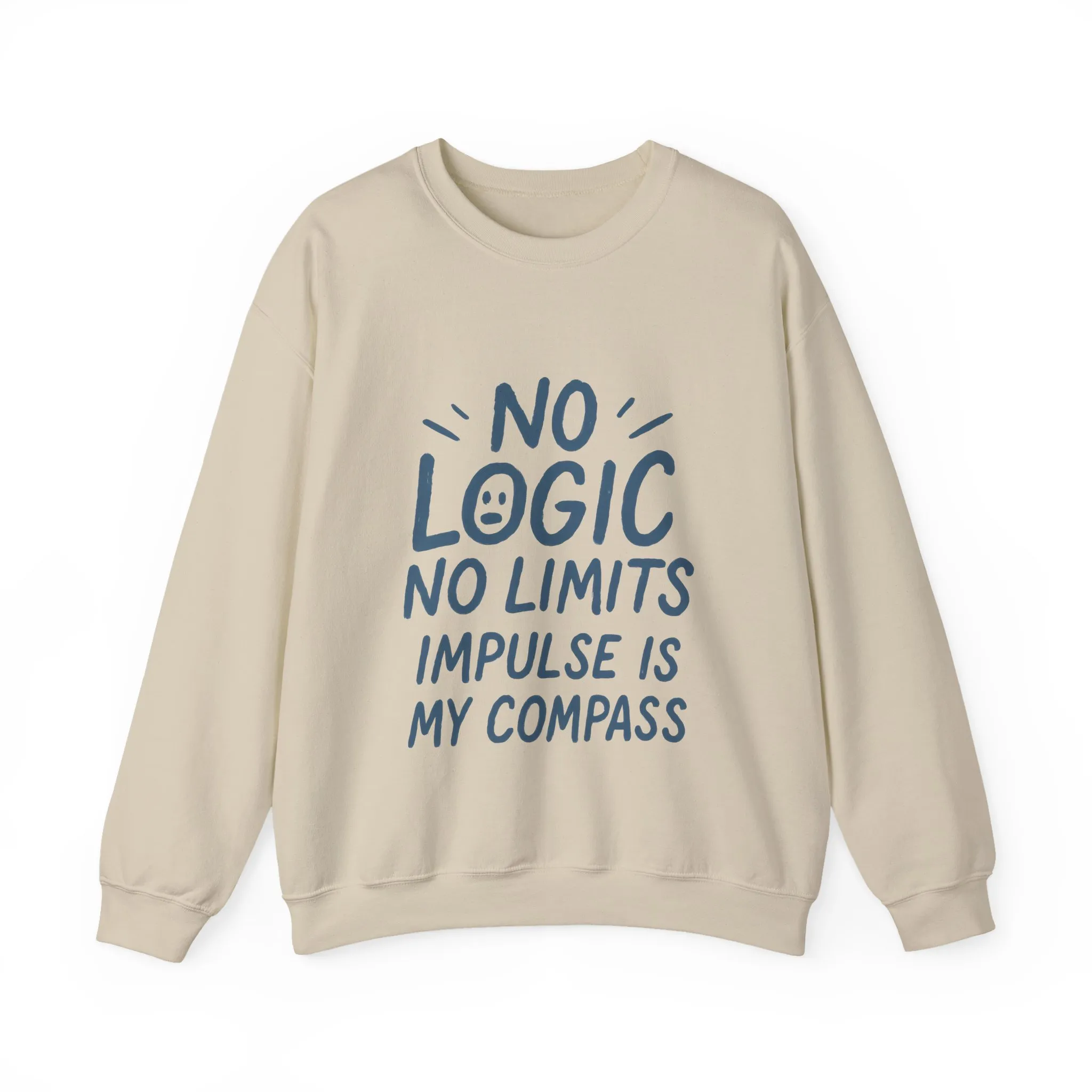 Mens Motivational Crewneck Sweatshirt,No Logic No Limits Quote, Casual Wear for Creatives, Cozy Relaxed Fit Pullover - Image 13