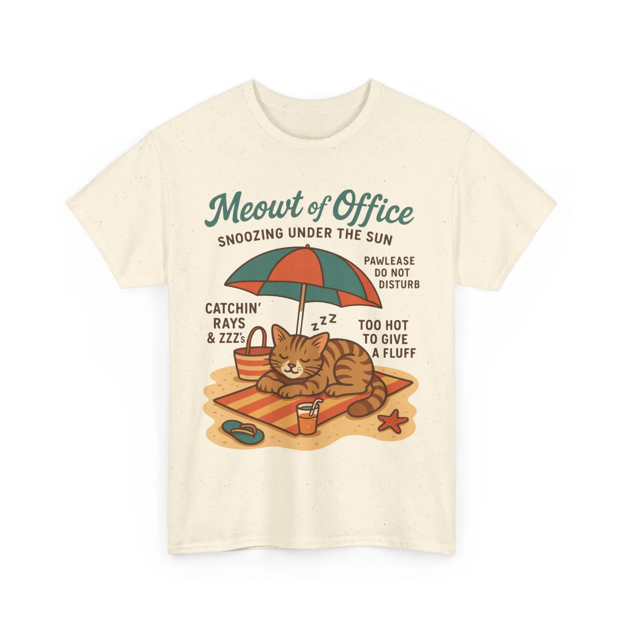 Cat Shirt, Cute Beach Cat Womens T-Shirt, Funny Summer Vacation Tee, Lazy Cat Humor Gift, Cat Lover T-Shirt, Vacation Humor Tee - Image 2
