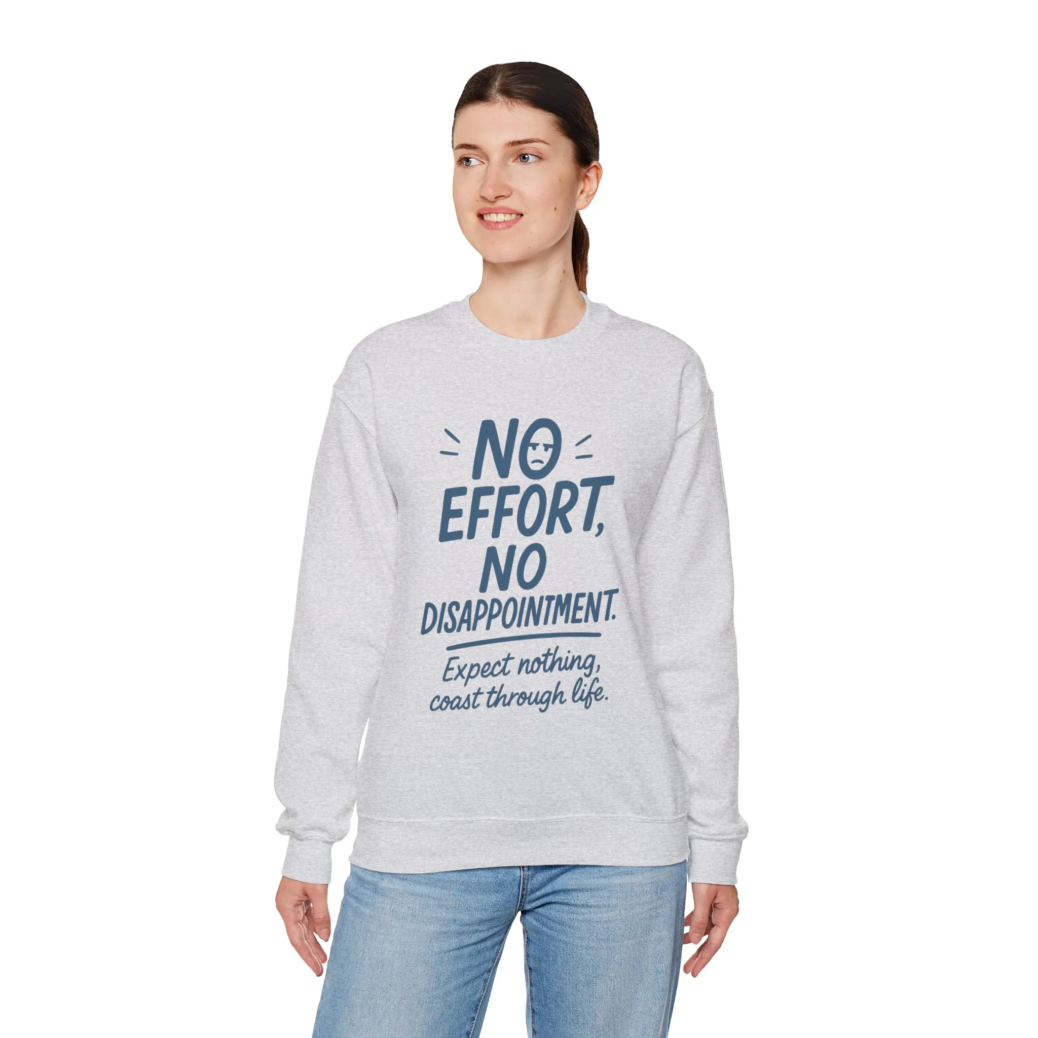 Funny Lazy Life Womens Crewneck Sweatshirt, No Effort No Disappointment Quote, Cozy Relaxed Fit Pullover, Gift for Her - Image 9