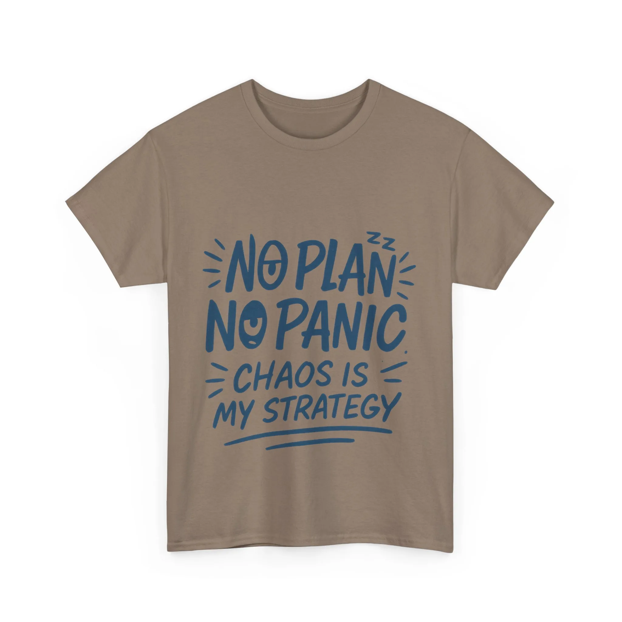 Funny Chaos Quote Mens T-Shirt, No Plan No Panic Humor Shirt, Casual Graphic Tee Gift for Him, Relaxed Fit - Image 13