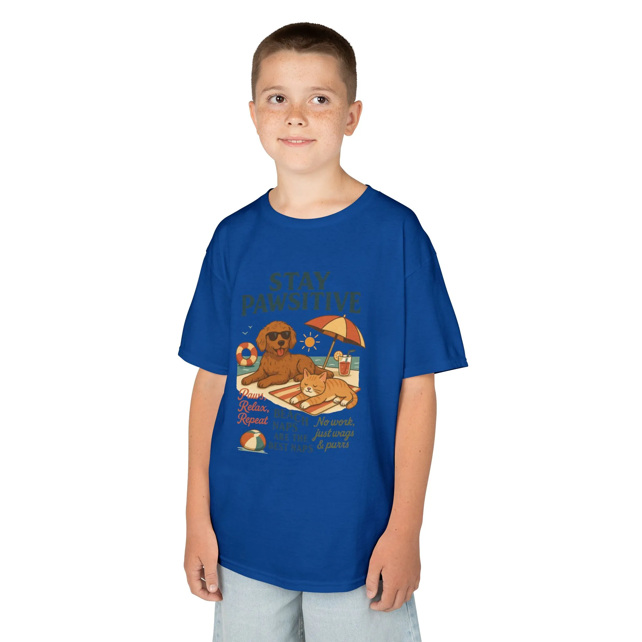 Kids Beach Vibes Tee - Stay Pawsitive, Summer Fun Shirt, Dog Lover Gift, Vacation Outfit, Beach Day Apparel - Image 27