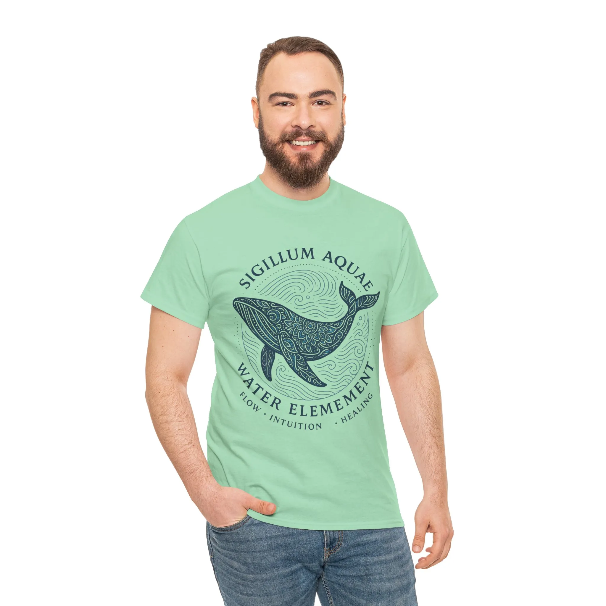 Water Element Whale Tee, Sigillum Aquae Symbol, Flow Intuition Healing, Spiritual Ocean Totem Tee, Nature Energy Shirt, Mindfulness Fashion - Image 19