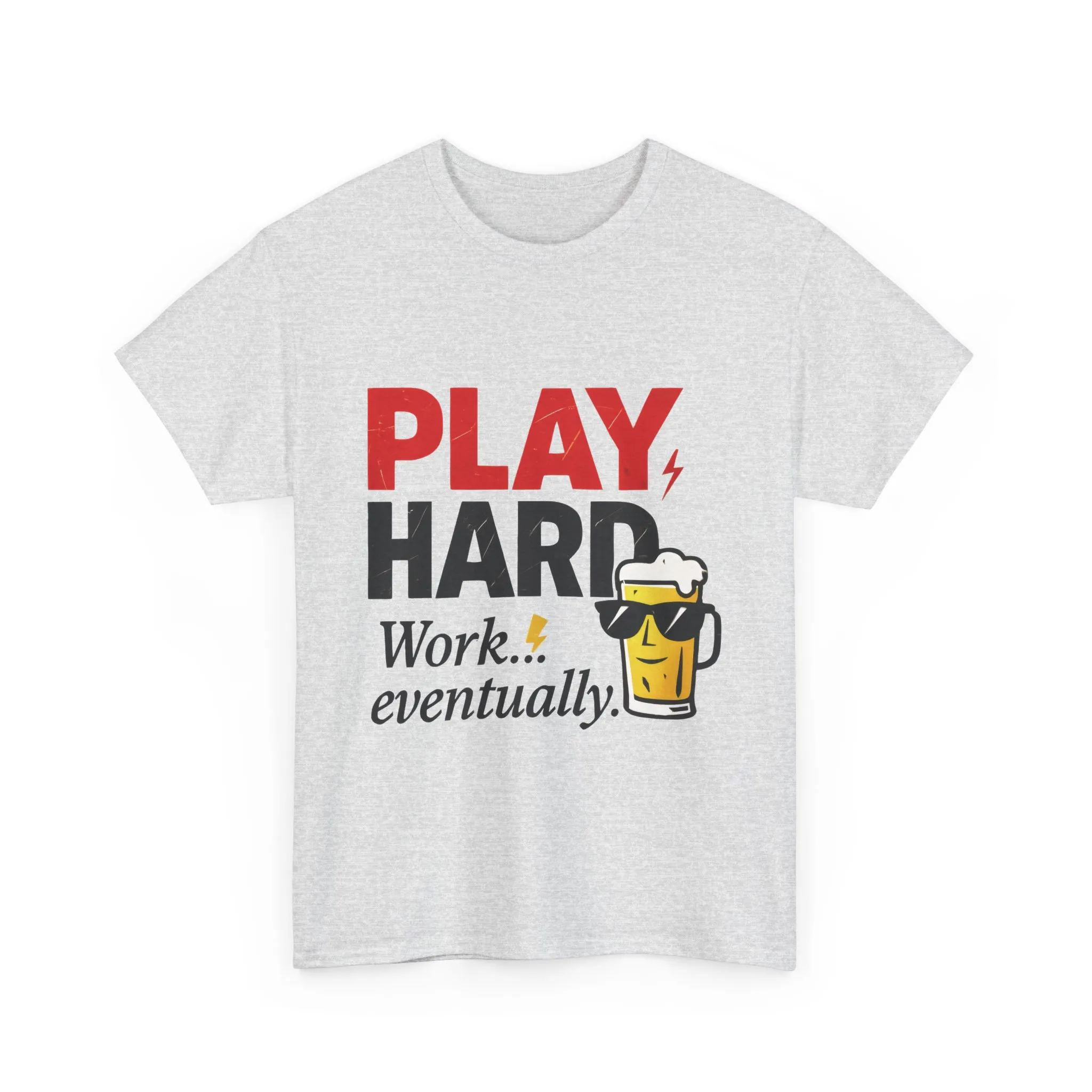 Play Hard Mens Heavy Cotton Tee, Perfect for Beer Lovers, Casual Hangouts, Parties, Gifts, and Relaxed Days - Image 2
