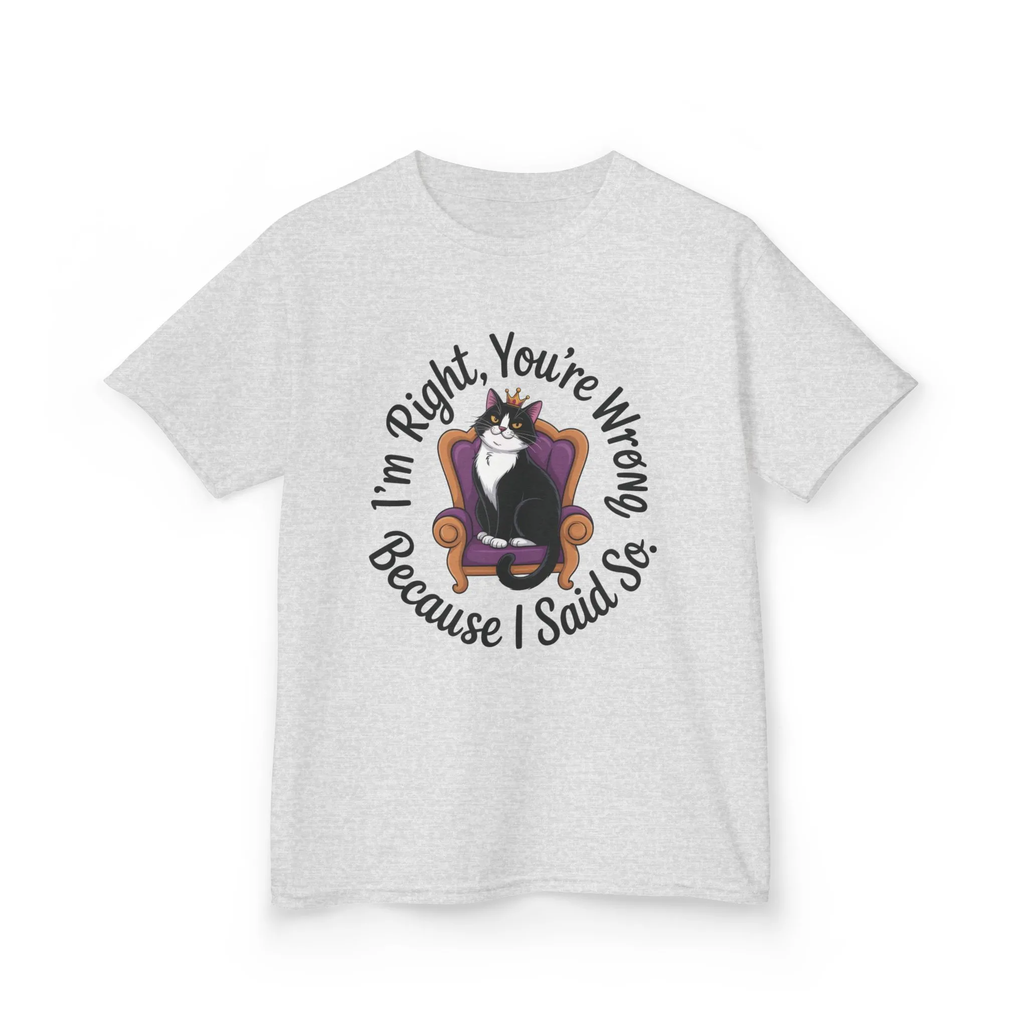 Girls Funny Sassy Cat T-Shirt - I'm Right You're Wrong, Cute Gift for Cat Lovers, Humor Tee for Teens, Birthday Gift,Tee for Confident Teens - Image 3